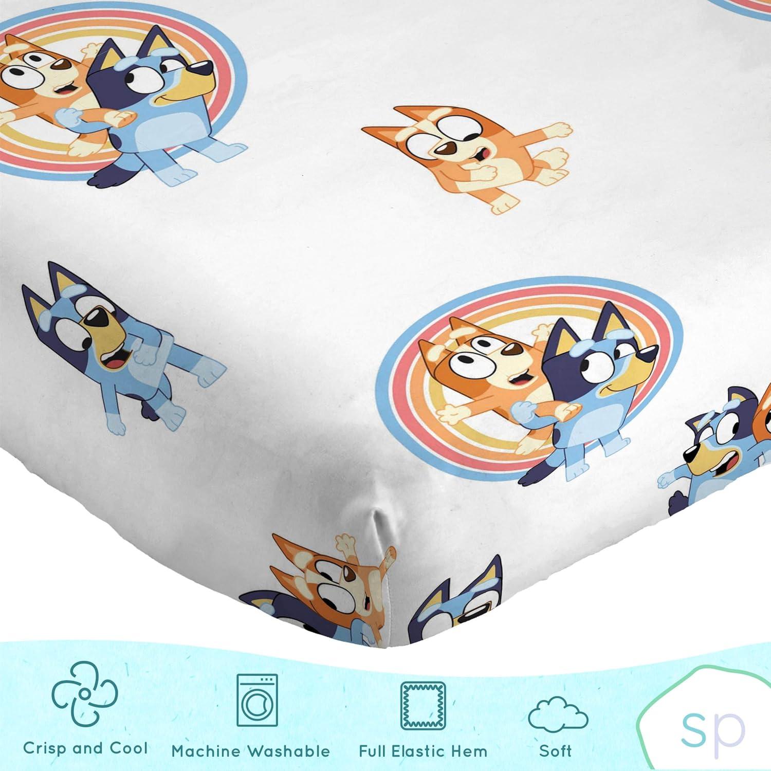 Saturday Park Saturday Park Bluey Rainbow 100% Organic Cotton Sheet Set