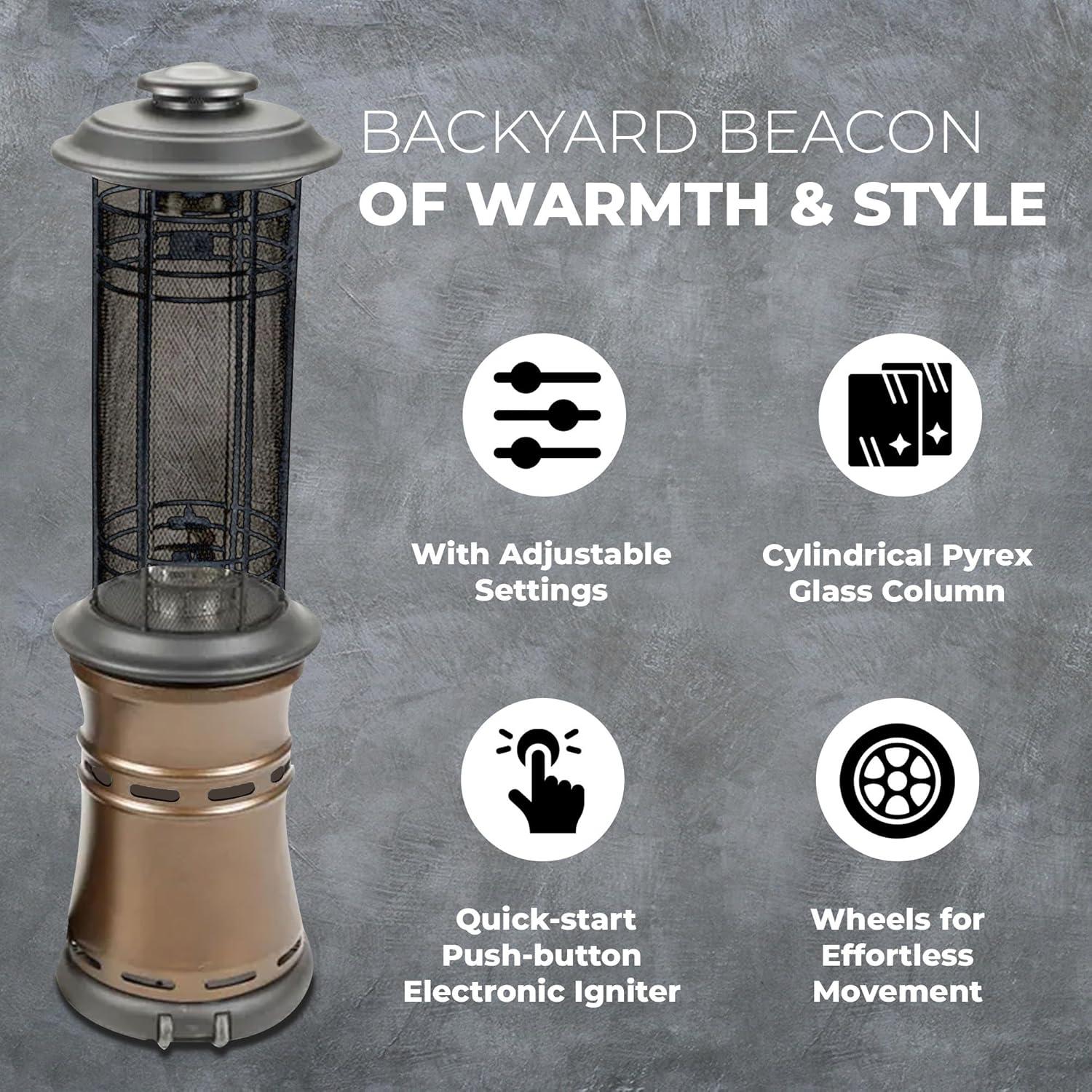 Four Seasons Courtyard Inferno 36,000 BTU Radiant Liquid Propane Gas Patio Heater Outdoor Backyard Warmer with Adjustable Heat Temperatures, Bronze