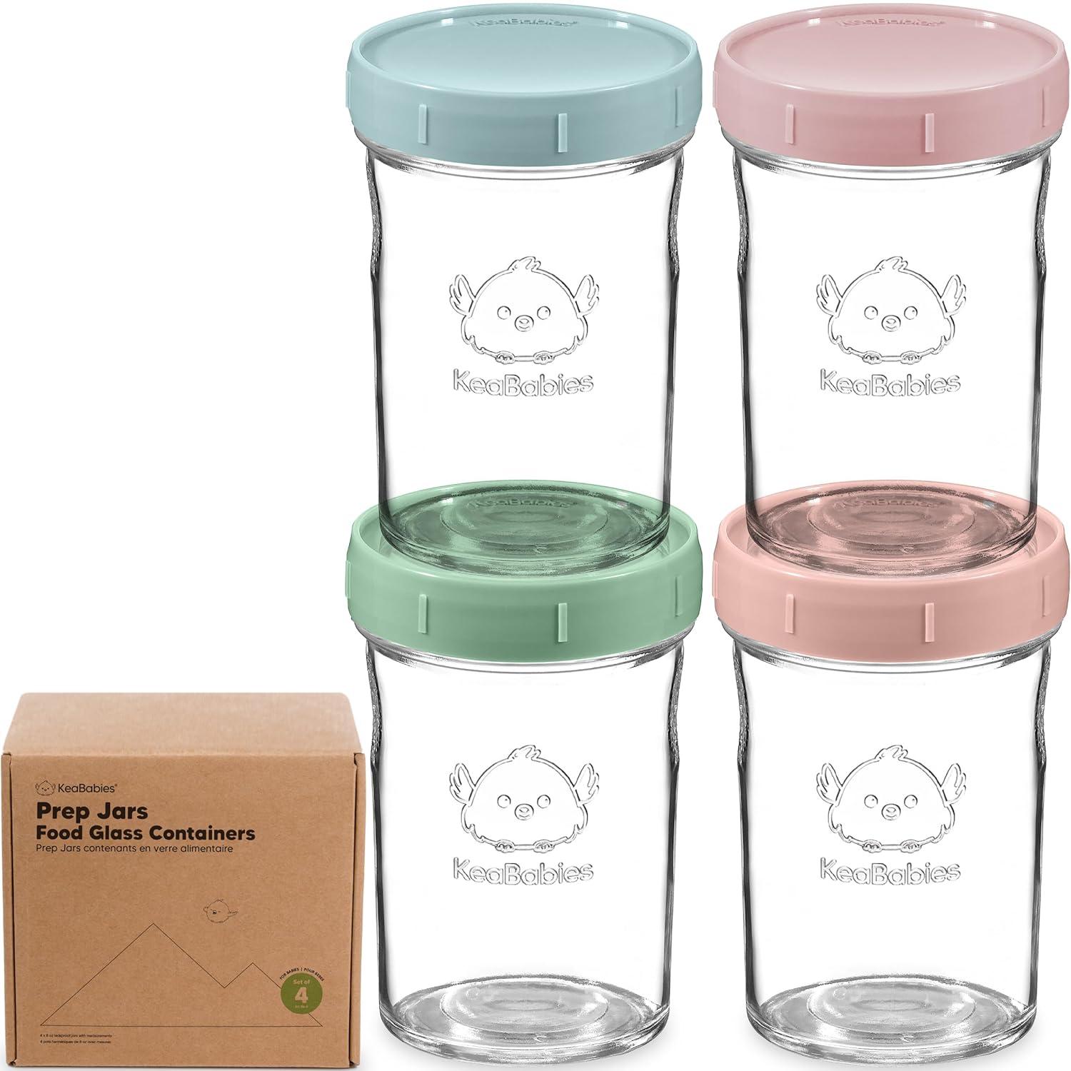 4pk Prep Baby Food Storage Containers, 8 oz Leak-Proof, BPA Free Glass Baby Food Jars for Feeding (Musk Dusk)