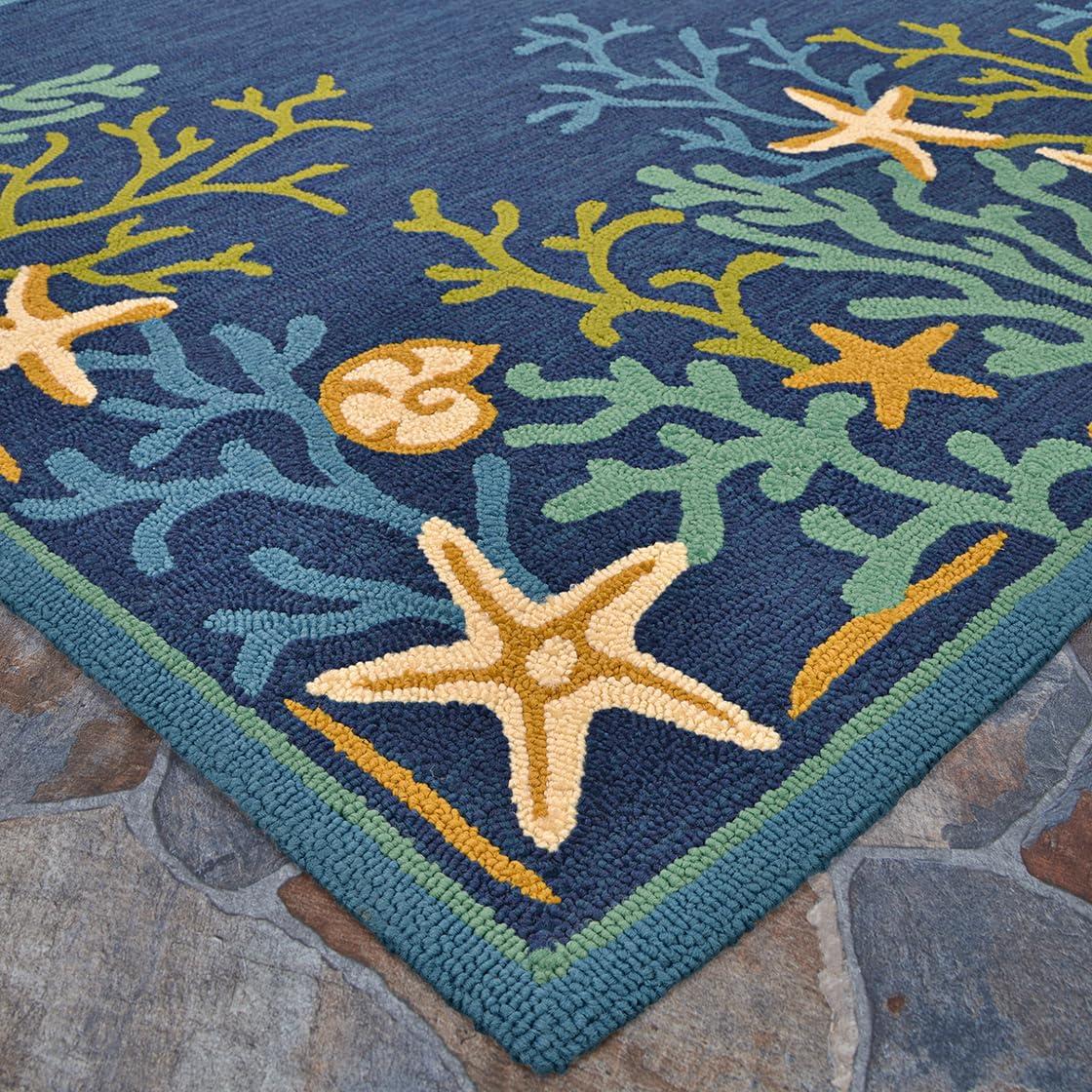 Couristan Outdoor Escape Sea Water Indoor / Outdoor Area Rug, Ocean Blue-Aqua, 3'6" x 5'6"