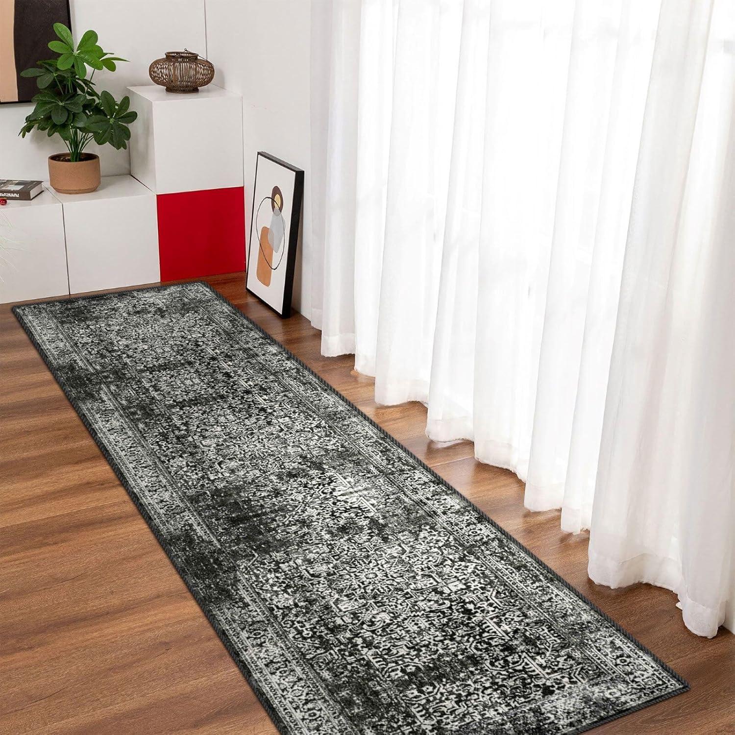 Evoke EVK256 Power Loomed Indoor Runner - Black/Grey - 2'2"x7' - Safavieh
