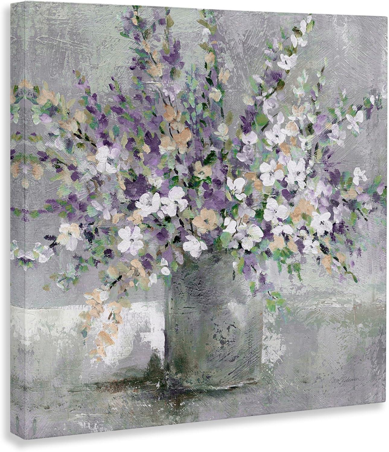 Stupell Purple Blossoming Aster Flower Bouquet Gallery Wrapped Canvas Wall Art