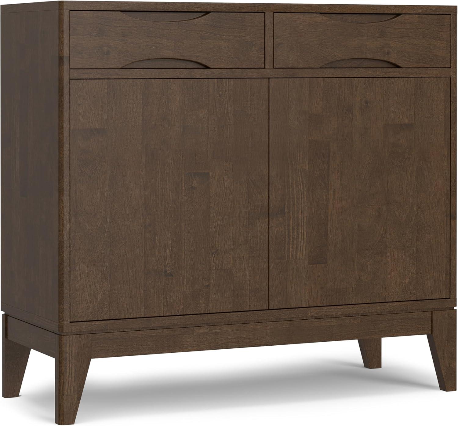 Simpli Home Harper 40"W Solid Wood 2-Shelf Mid-Century Modern Entryway Storage Cabinet with 2 Drawers