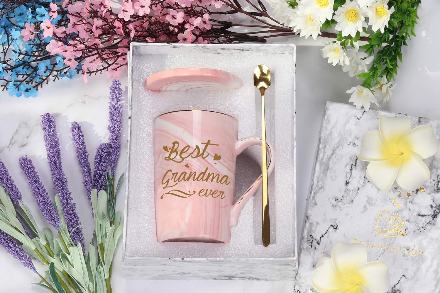 Best Nana Ever Pink Ceramic Mug with Spoon and Coaster