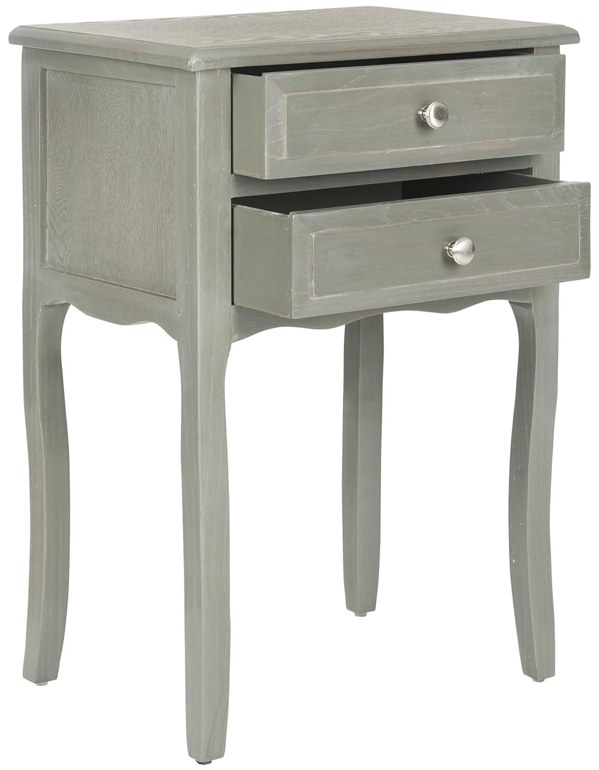 Lori End Table With Storage Drawers - AMH6576B - Ash Grey - Safavieh Couture