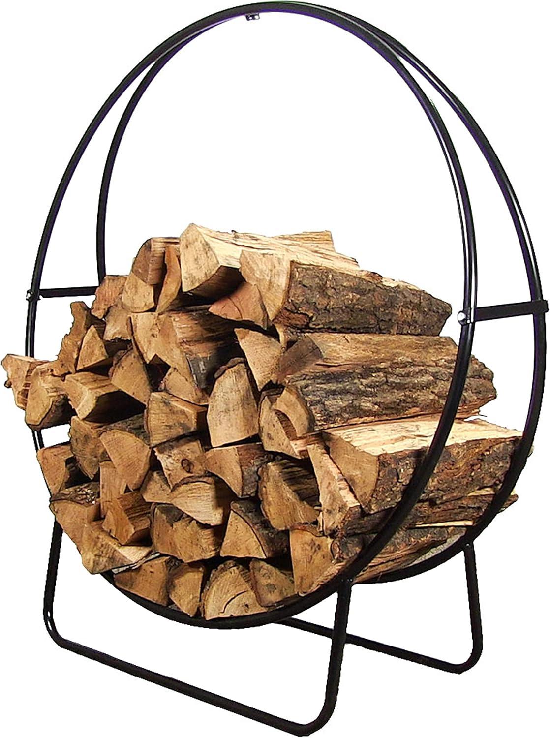 SunnyDaze Decor Indoor or Outdoor Tubular Steel Hoop Firewood Log Holder