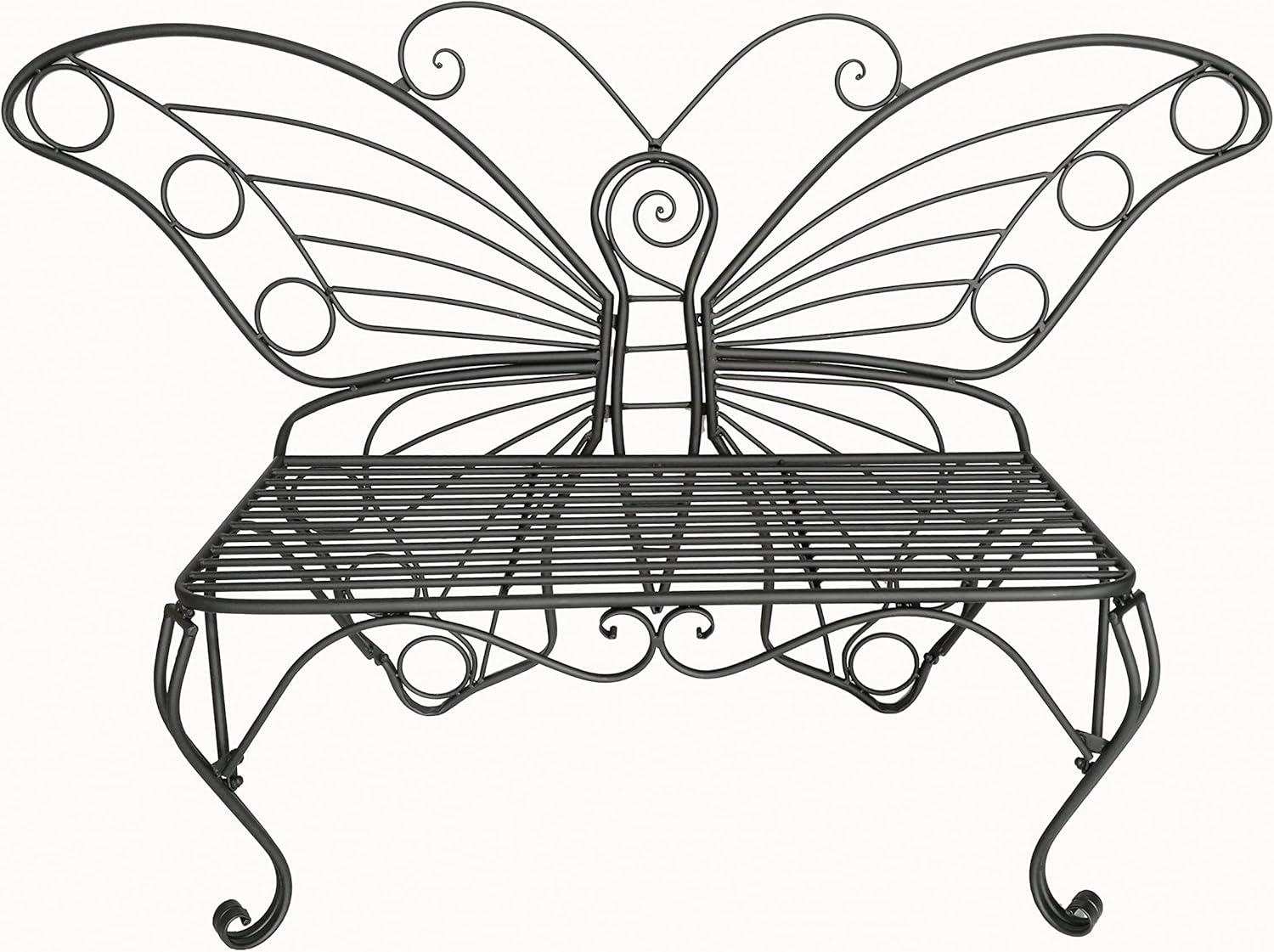 Antique Black Metal Butterfly Bench