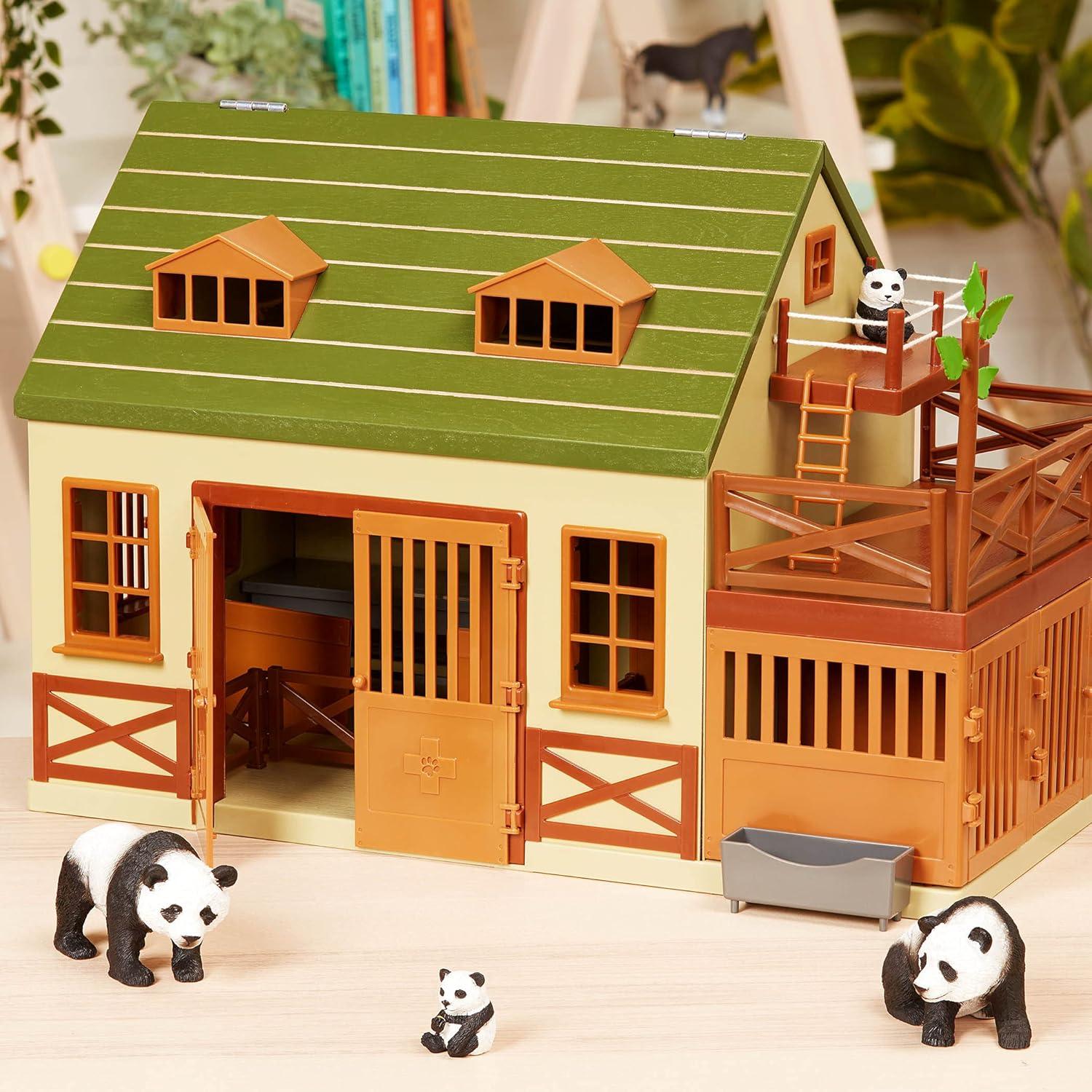 terra by battat - giant panda family - small panda bear animal toys for kids 3-years-old & up (4 pc)