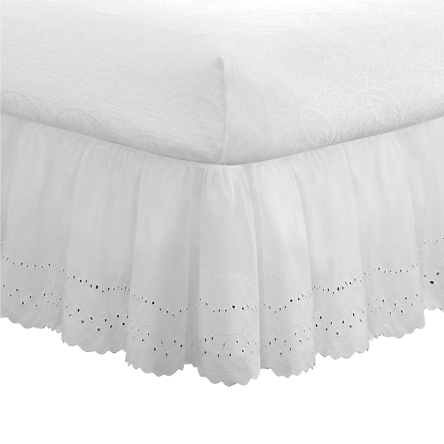 Fresh Ideas Fresh Ideas Ruffled Eyelet Bed Skirt, 14" Drop Length