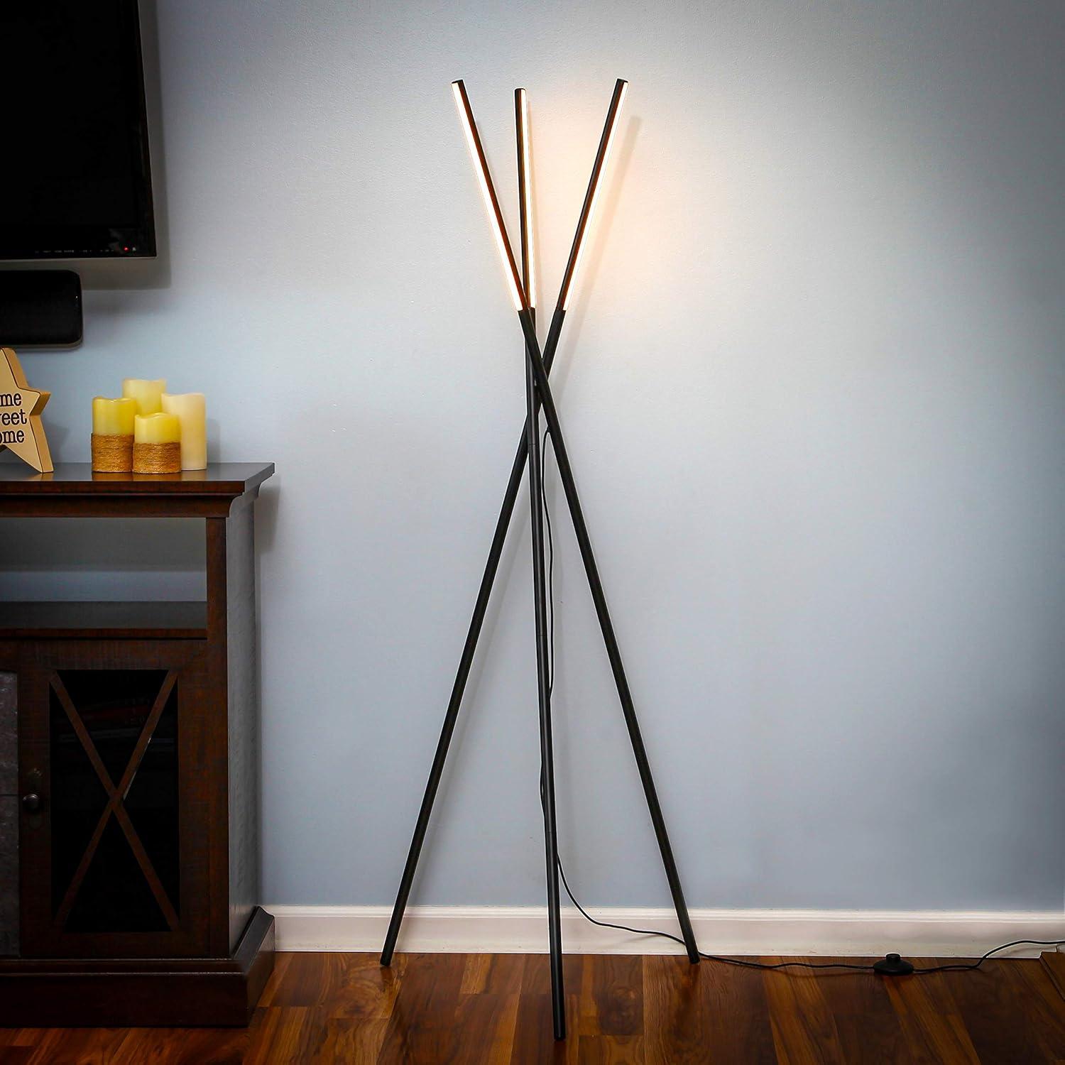 Brightech Stix Modern Home 60" Tall Standing LED Light Tripod Floor Lamp, Black