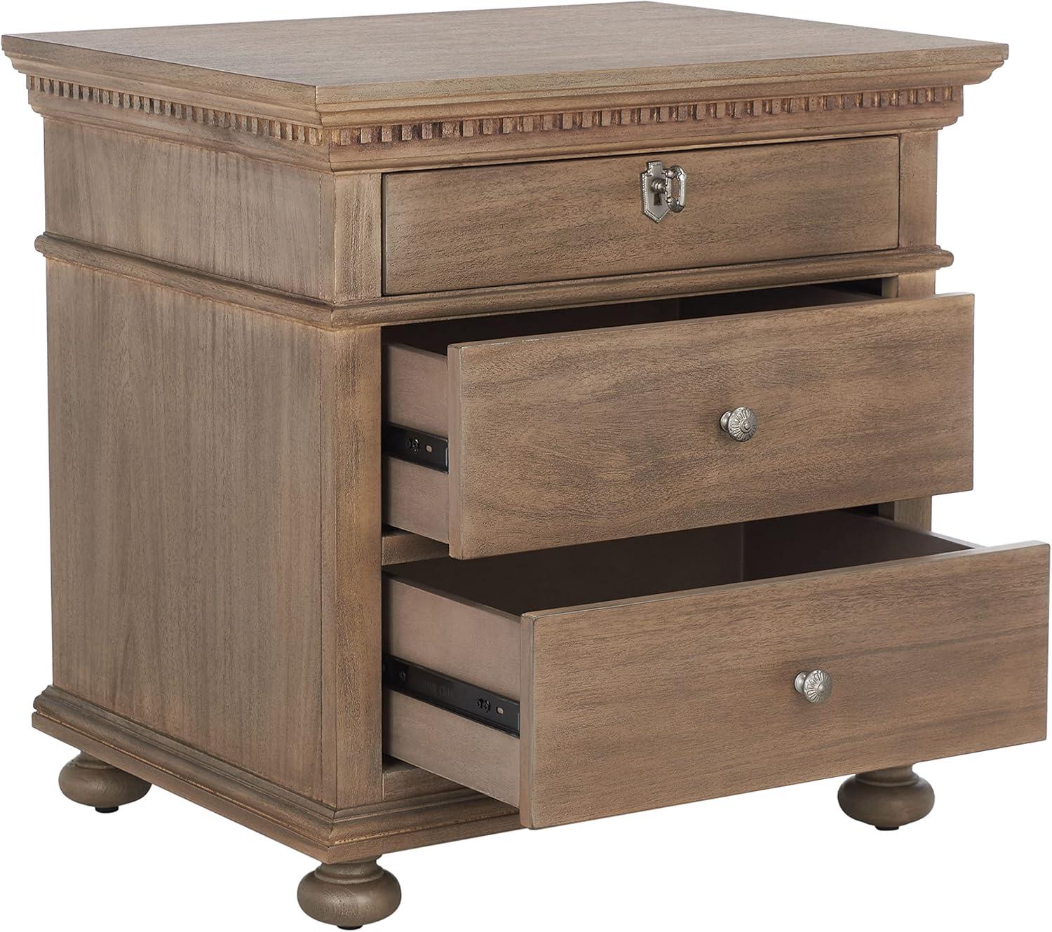 SAFAVIEH Couture Home Collection Allisyn Light Brown 3-Drawer Wood Nightstand Table (Fully Assembled)