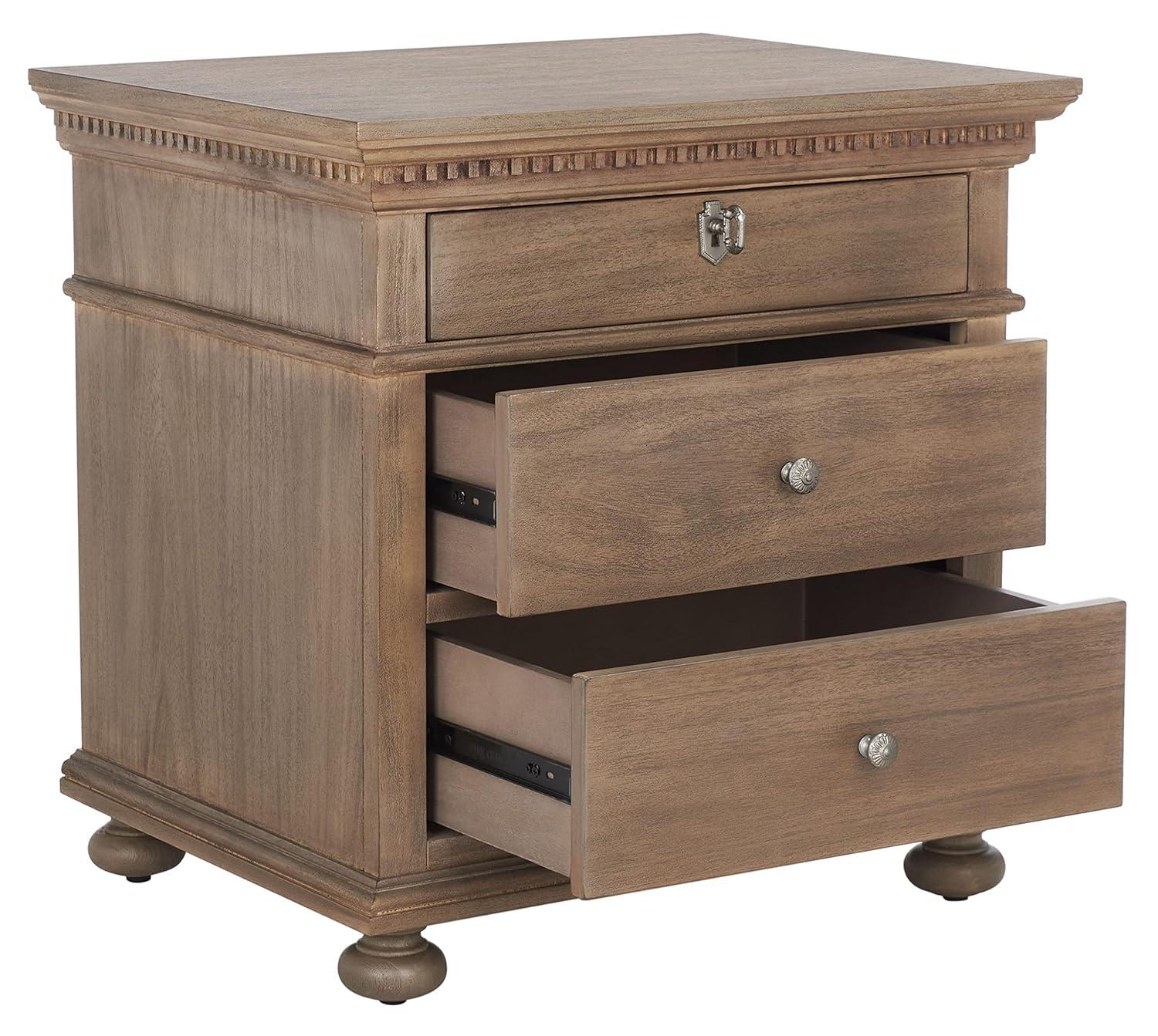 SAFAVIEH Couture Home Collection Allisyn Light Brown 3-Drawer Wood Nightstand Table (Fully Assembled)