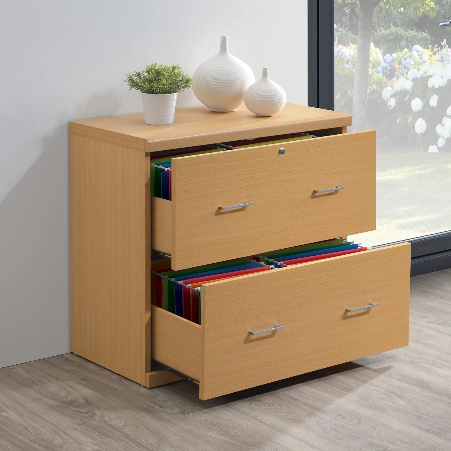 Alpine 2-Drawer Engineered Wood Lateral File with Lockdowel  in Natural Finish