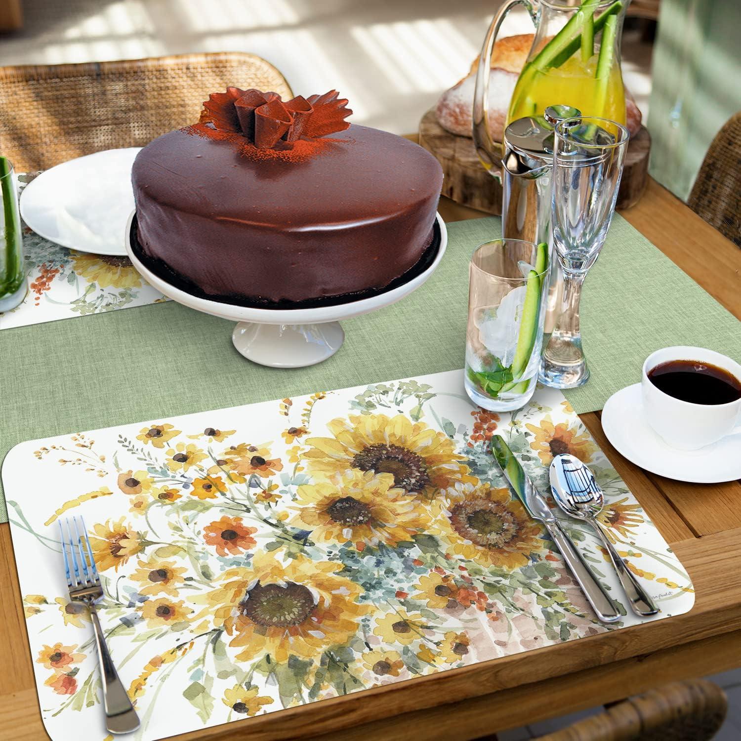 Sunflowers Forever 4 Piece Reversible Flexible Plastic Placemats