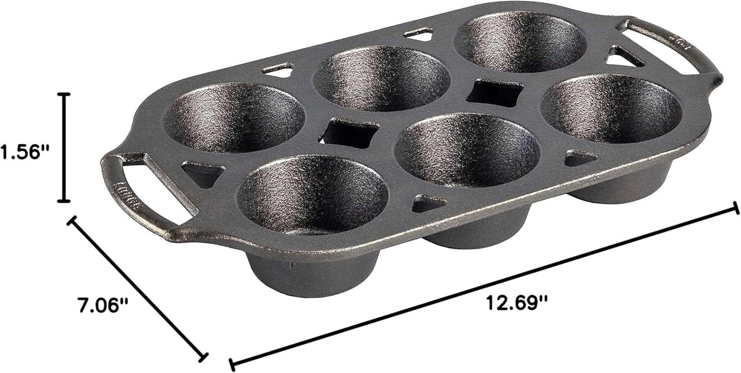 Lodge Gray Cast Iron 6-Cup Non-Stick Muffin Pan