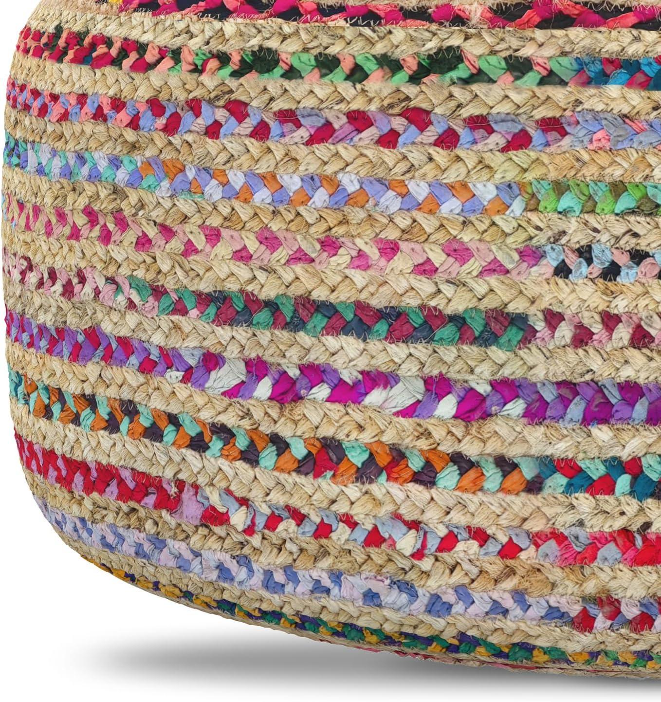 Margo Boho Contemporary Round Large Pouf in Multi Color