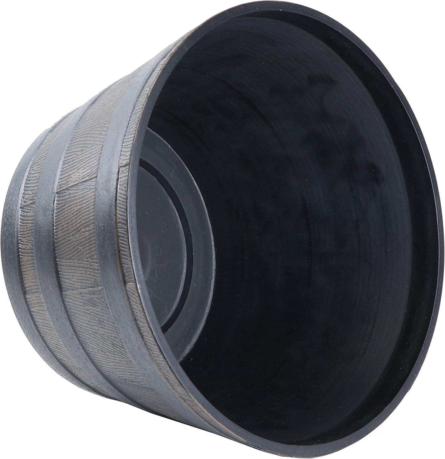 ardenised 4-Piece Round Half Barrel Flower Pots Rustic Farmhouse Style Faux Wood Planter Containers for Indoor & Outdoor Use