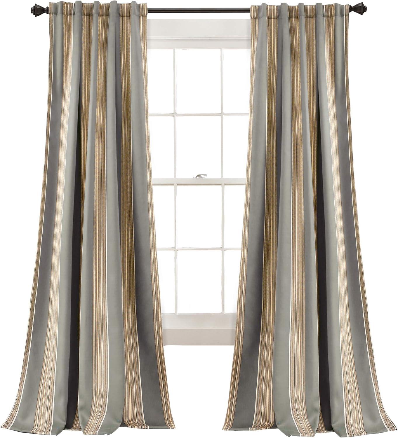 Home Boutique Julia Stripe Light Filtering Window Curtain Gray Set 52x84