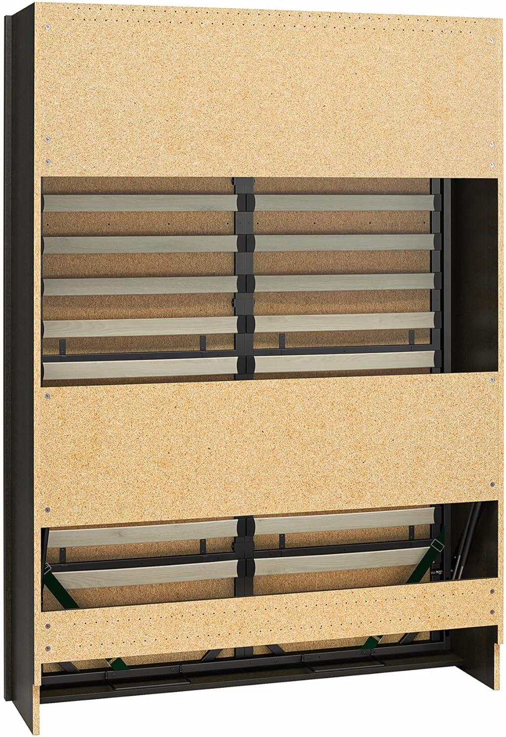 Columbia Walnut Full Size Murphy Bed with Storage and Slats