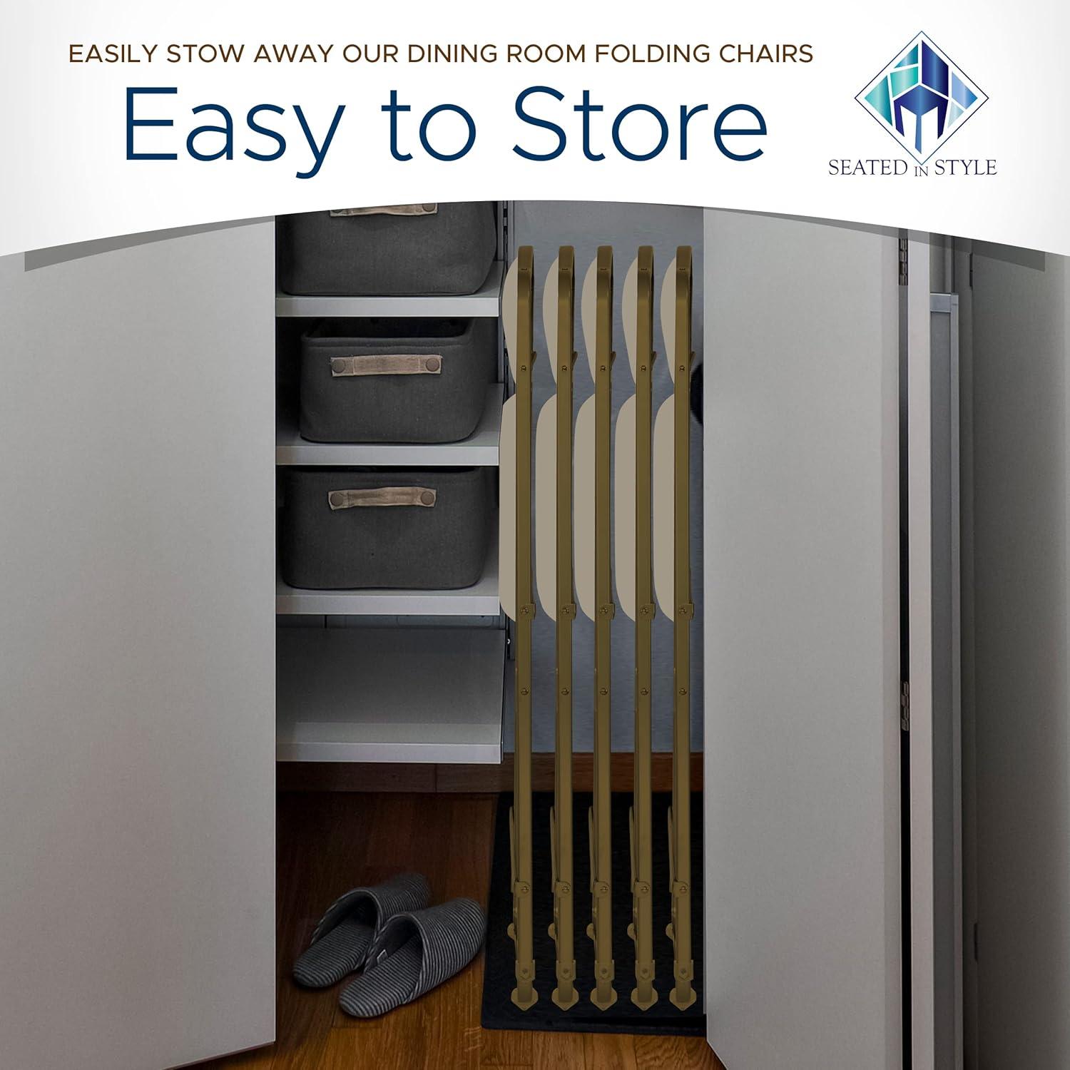 4 Pack Folding Chairs with Leather Padded Cushion Seats & Durable Metal Frame, Comfortable, Foldable, Portable, Commercial Event Seat, Indoor Outdoor for Parties, Home, Office, Black