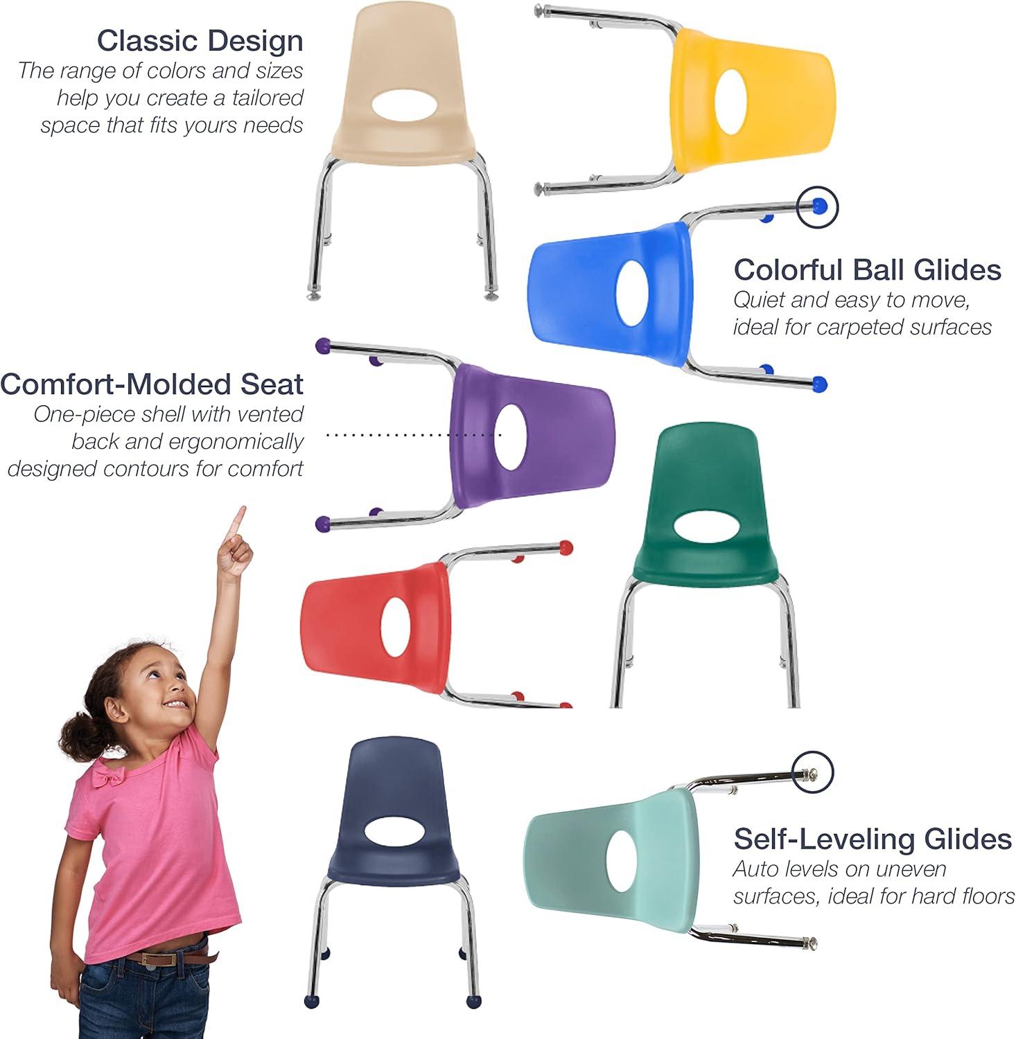 Factory Direct Partners 18" Classroom Stack Chair with Swivel Glide Legs