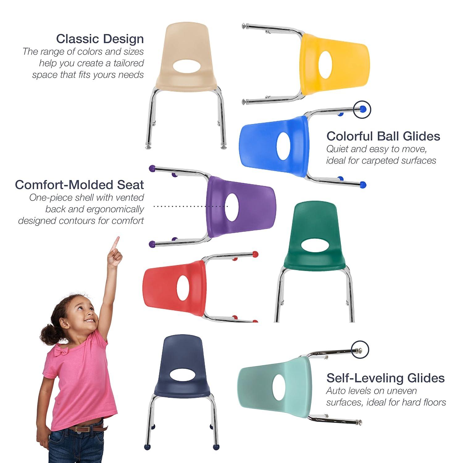 Factory Direct Partners 18" Classroom Stack Chair with Swivel Glide Legs