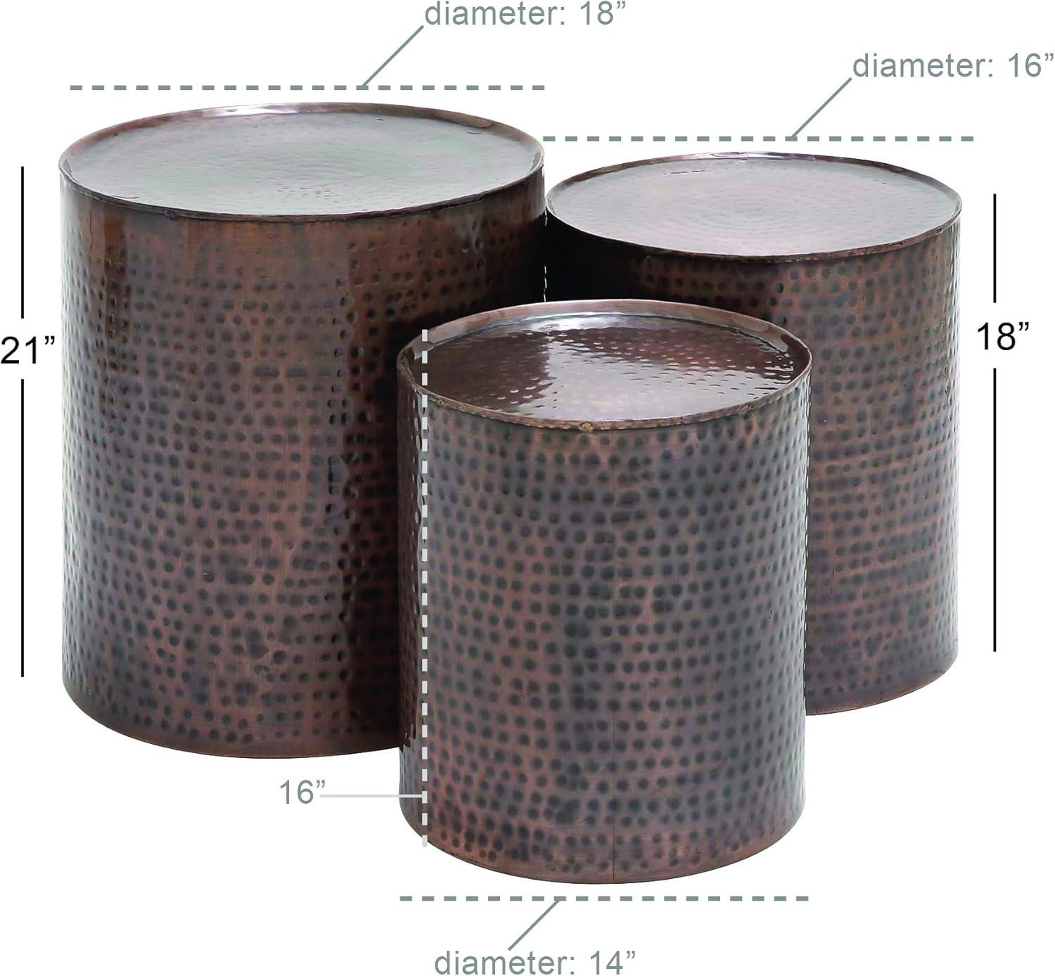 Metal Cylinder Accent Tables (Set of 3) Brown - Olivia & May