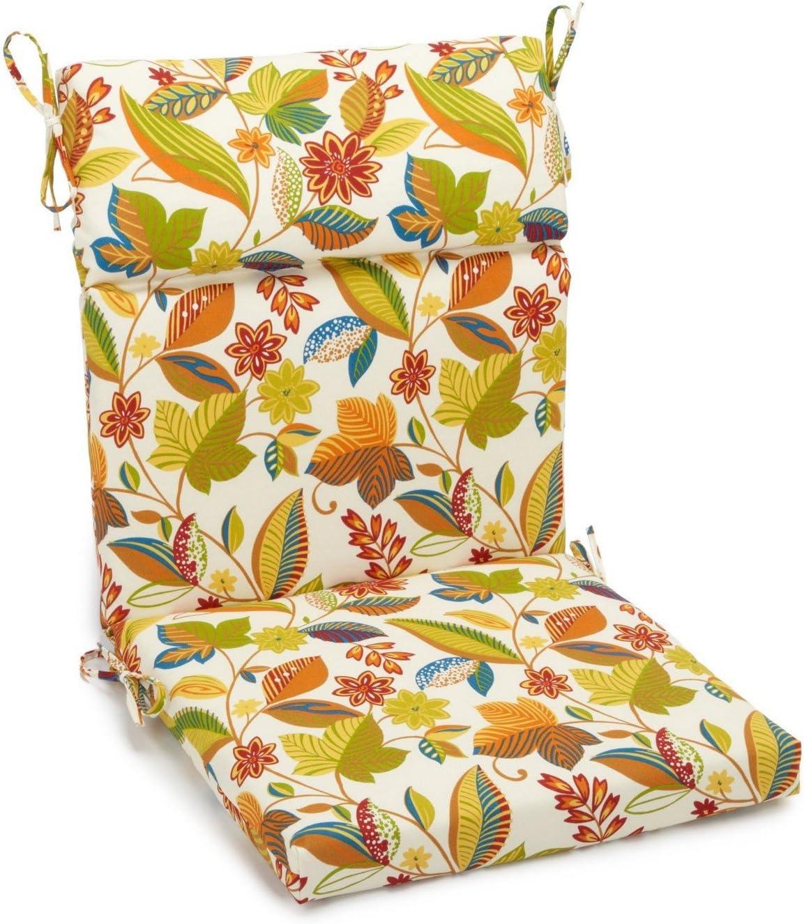 Blazing Needles Spun Polyester Outdoor Squared Seat/Back Chair Cushion-Color:Skyworks Multi