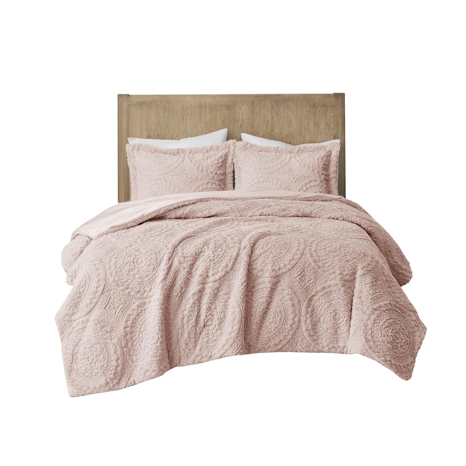 Arya Embroidered Medallion Faux Fur Ultra Plush Comforter Set