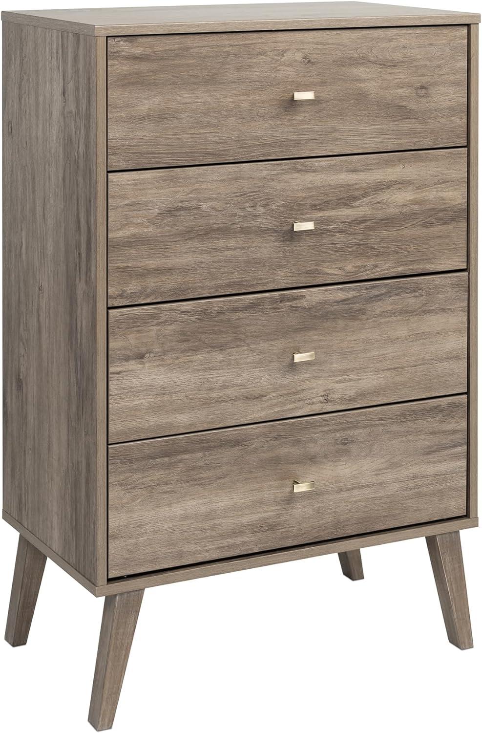 Milo Mid-Century Modern Drifted Gray 4-Drawer Chest