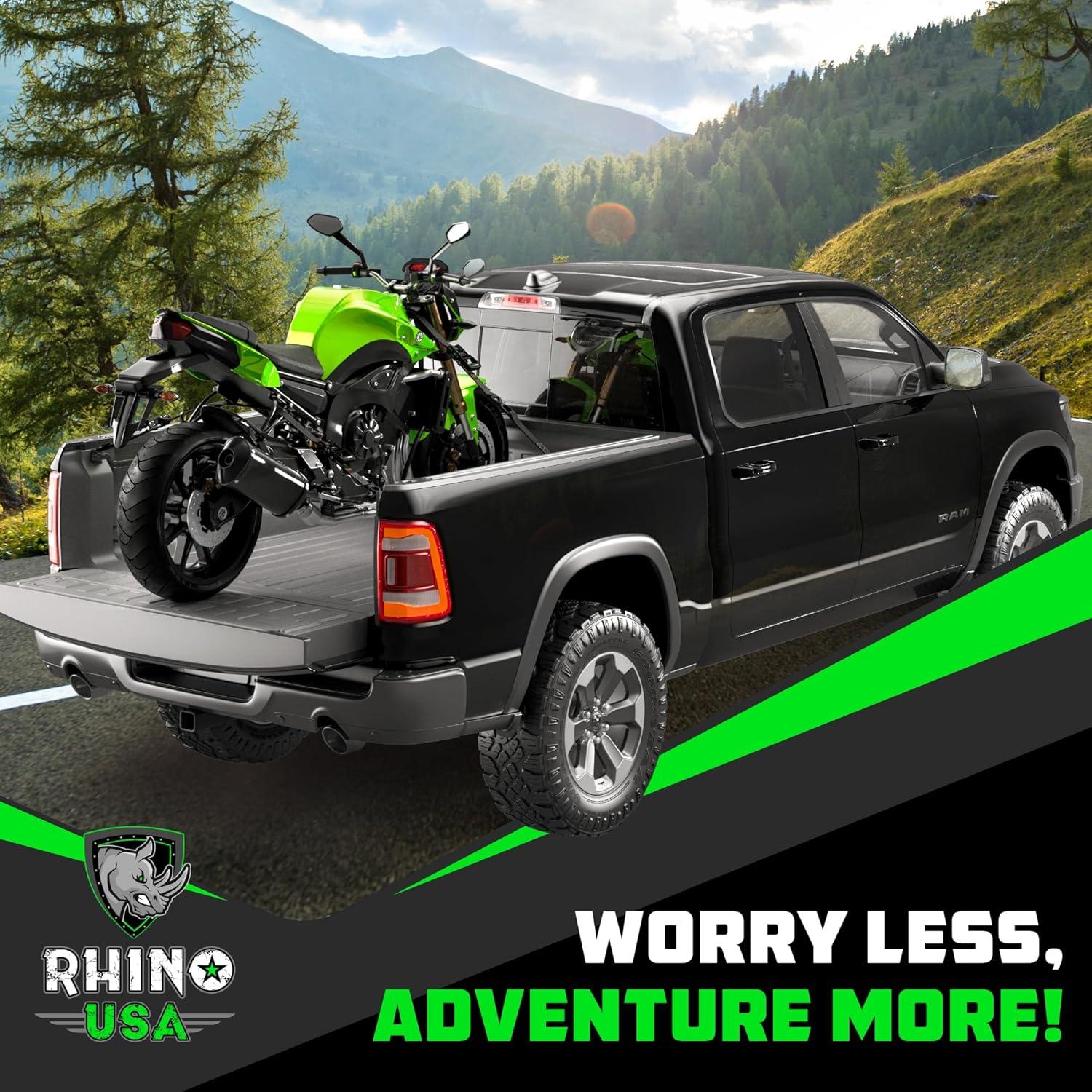 Rhino USA 1.6" x 15' Ratchet Strap Heavy Duty Kit w/ Safety S Hooks - 5,208lb Break Strength (Black 4pc)