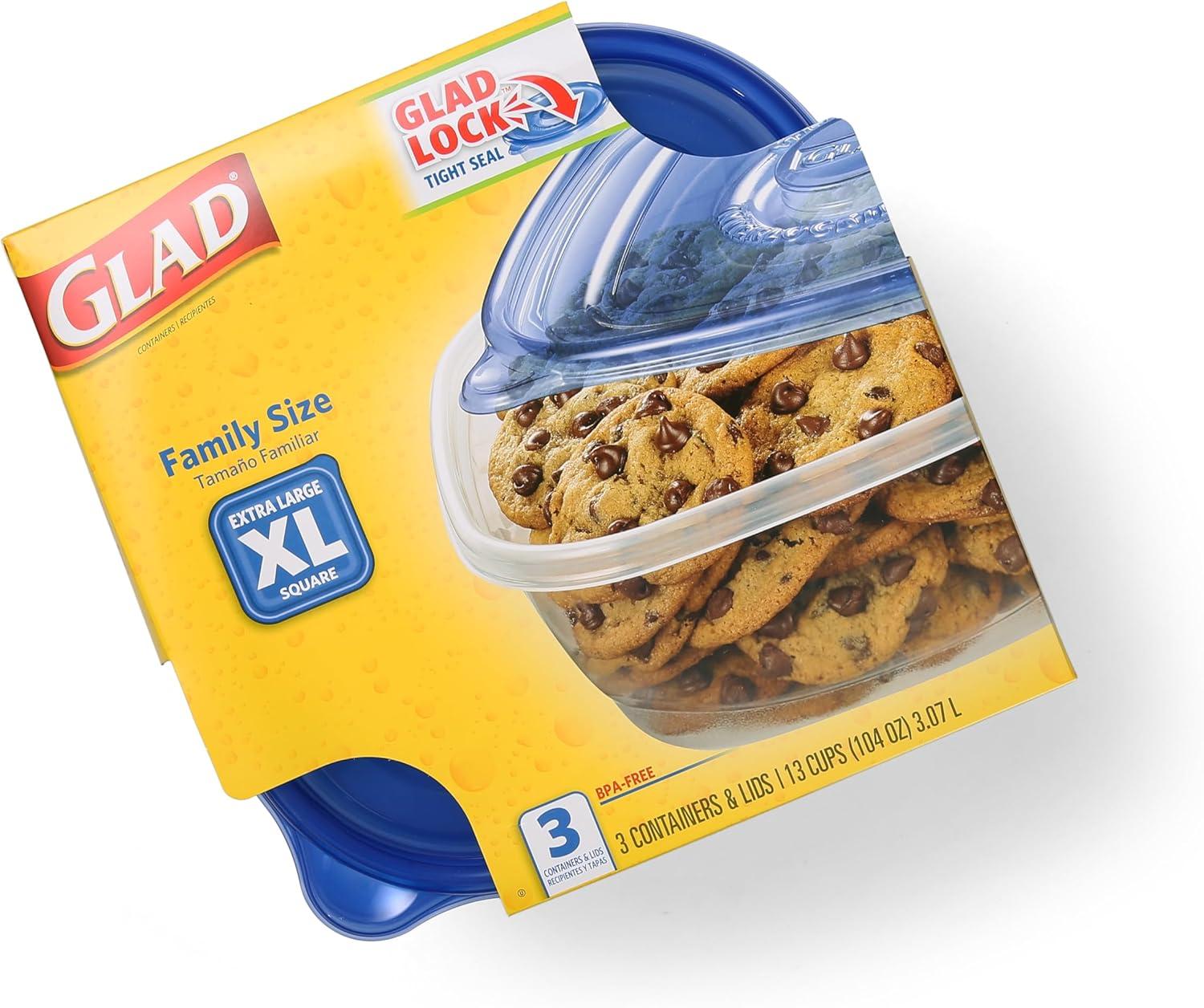 Glad 6337125 104 oz Food Storage Container, Clear - Pack of 3