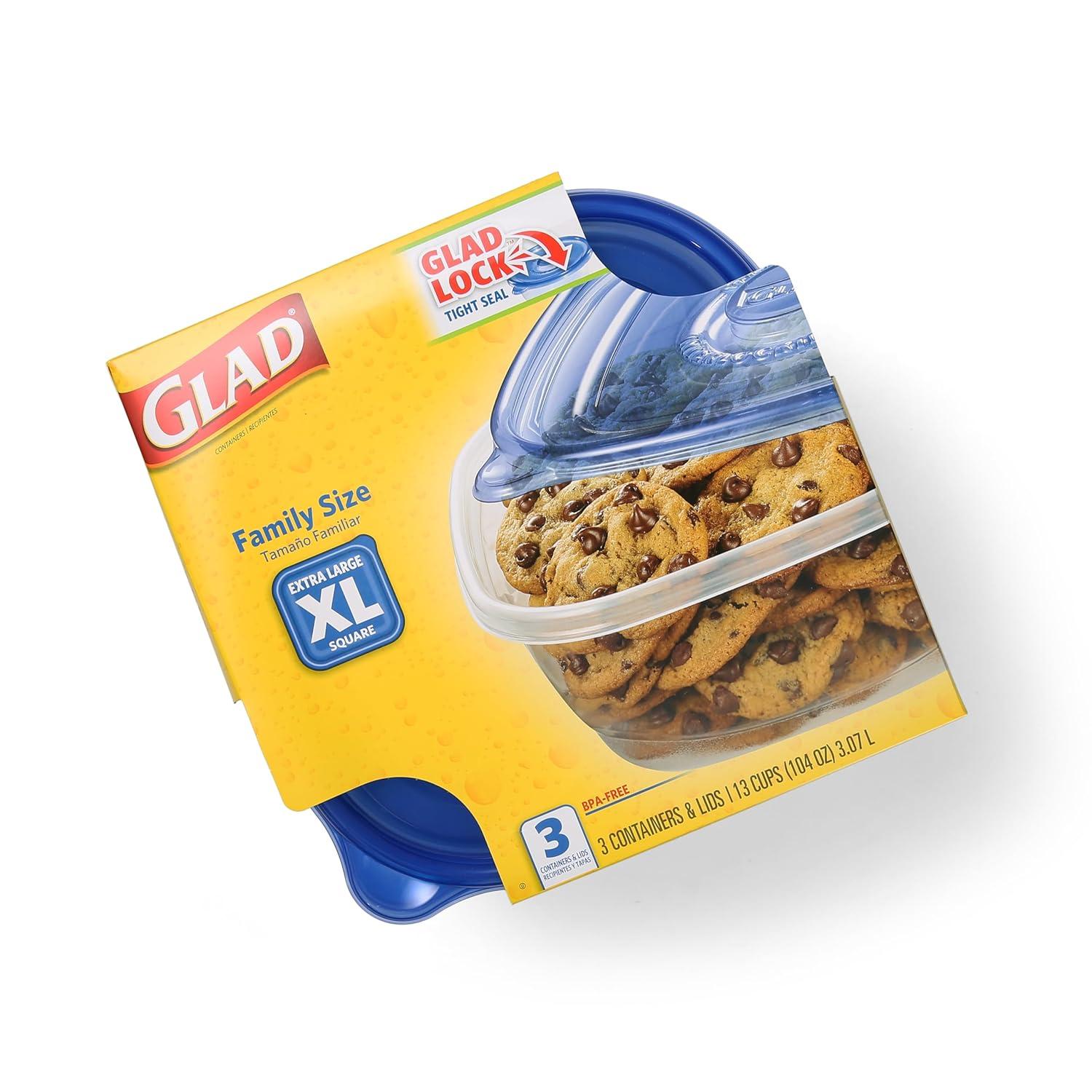 Glad 6337125 104 oz Food Storage Container, Clear - Pack of 3