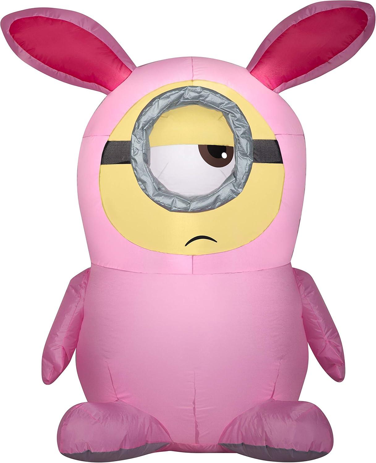 Gemmy Industries Minions Stuart in Pink Bunny Suit Inflatable