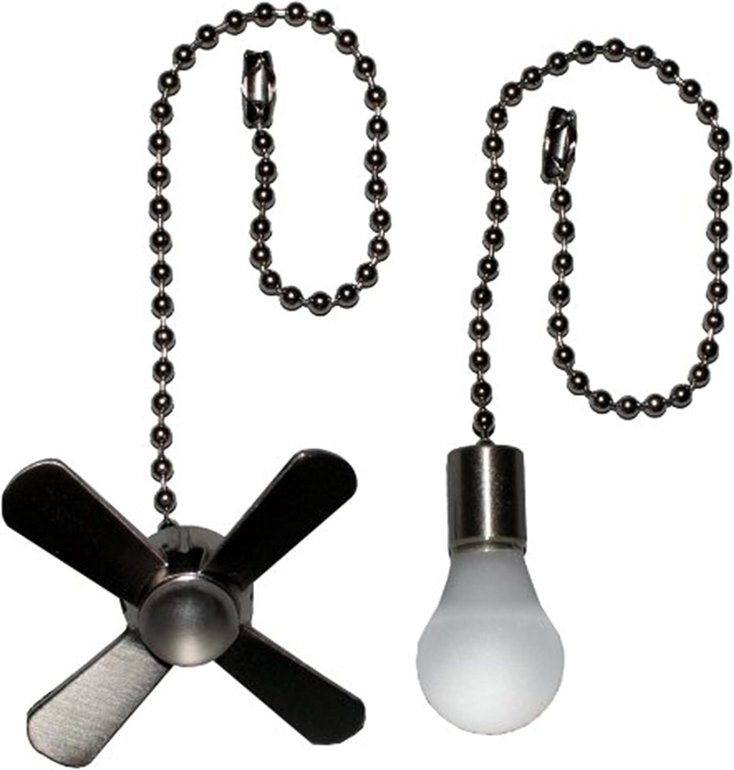 Harbor Breeze Universal 7.0-in Brushed Nickel and White Metal Indoor Pull chain