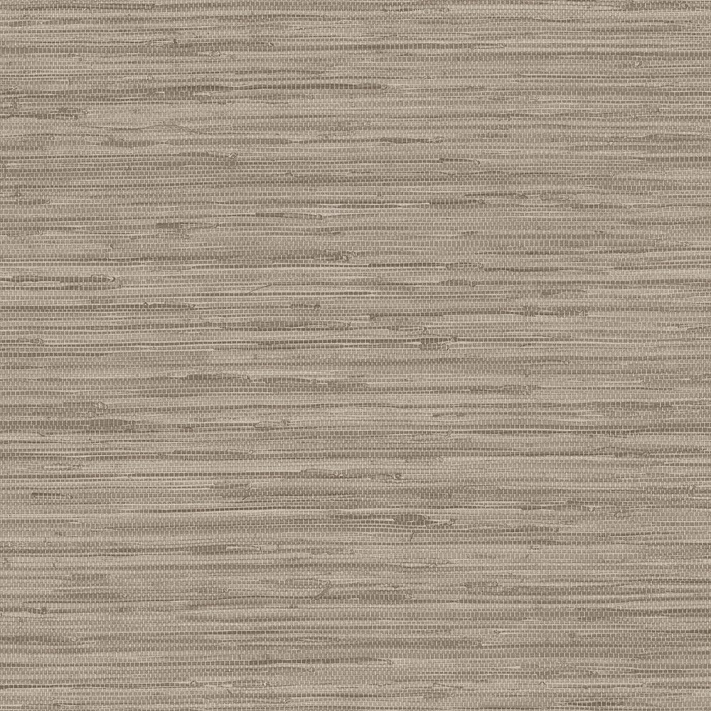 Dark Taupe Embossed Grasscloth Vinyl Wallpaper