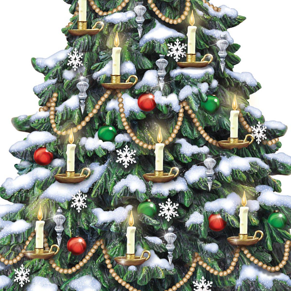 Bradford Thomas Kinkade Candlelit Tabletop Tree Lights & Music & Rotating Train