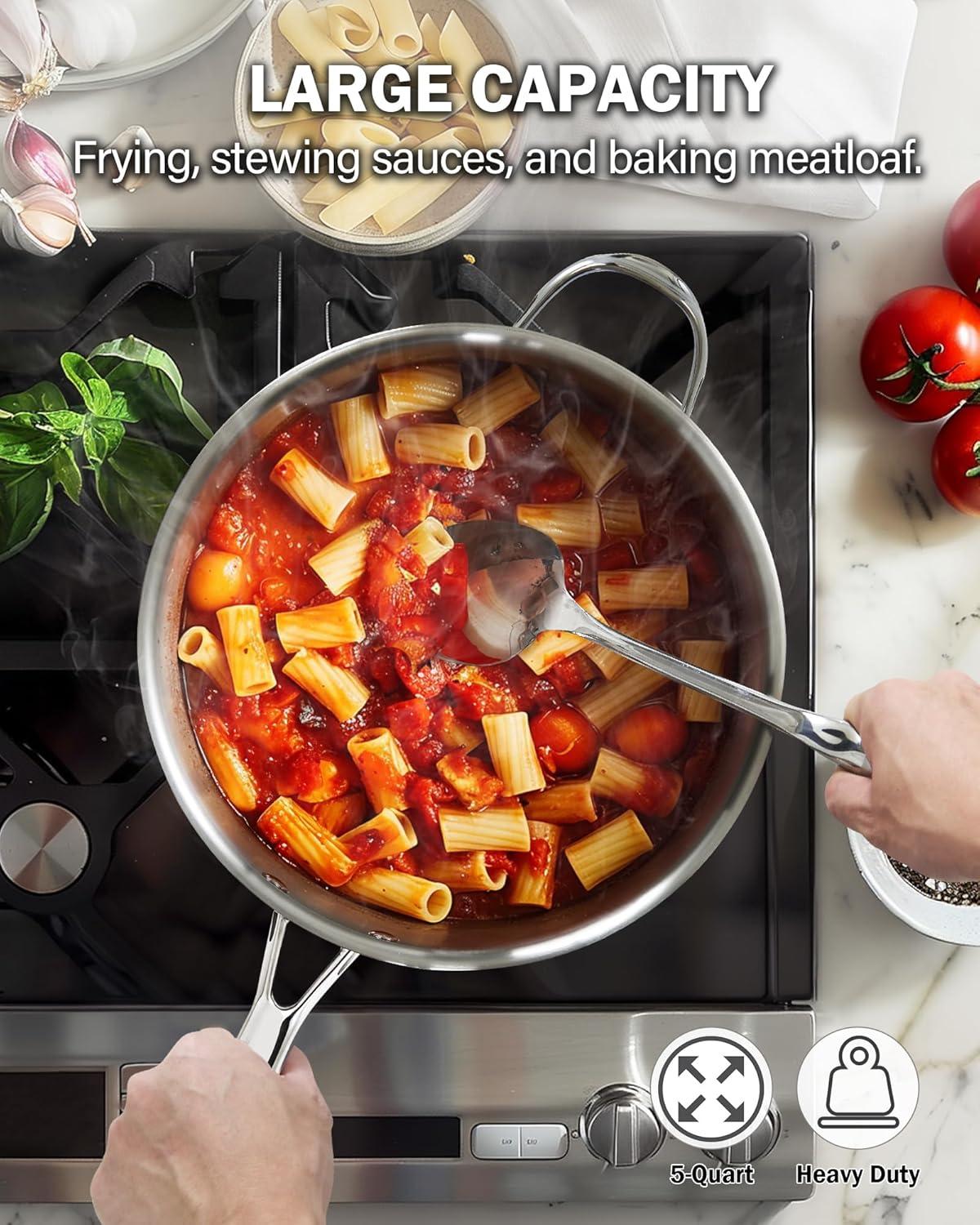 Cooks Standard Cooks Standard Classic 5 QT 11 inch Stainless Steel Saute Pan Frying Pan Skillet with Lid