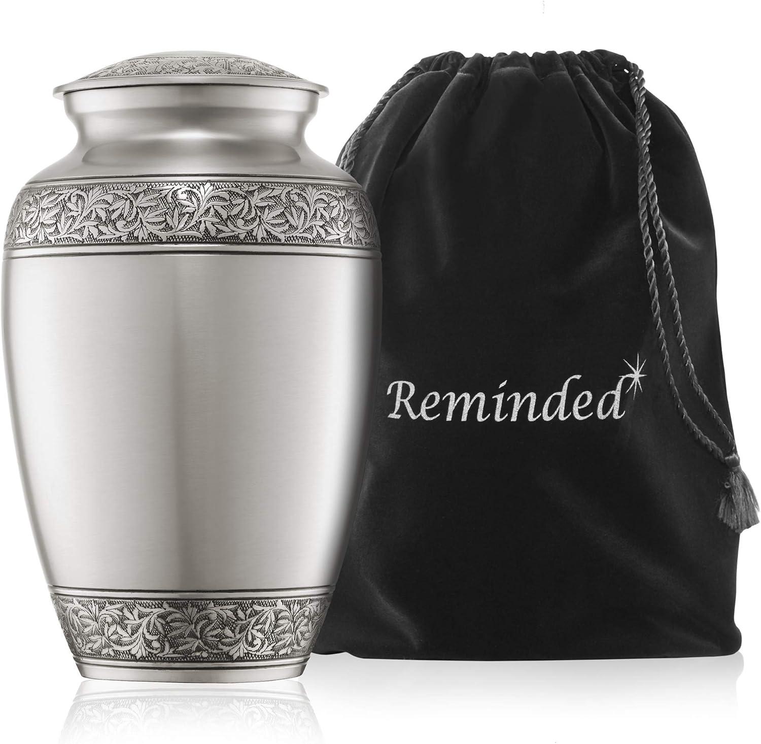 Decorative Full-sized Memorial Urn, Silver