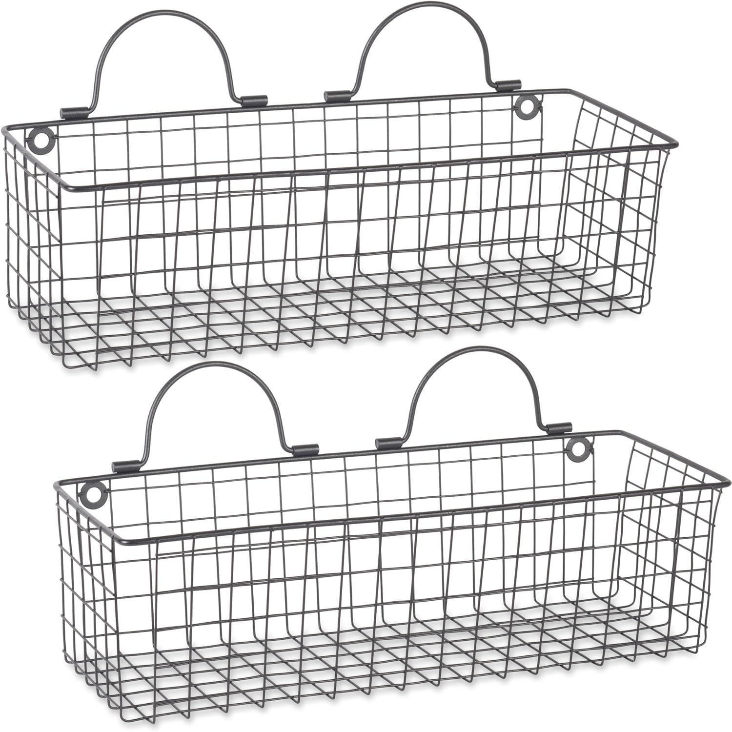 Medium Black Wire Wall Basket Set of 2