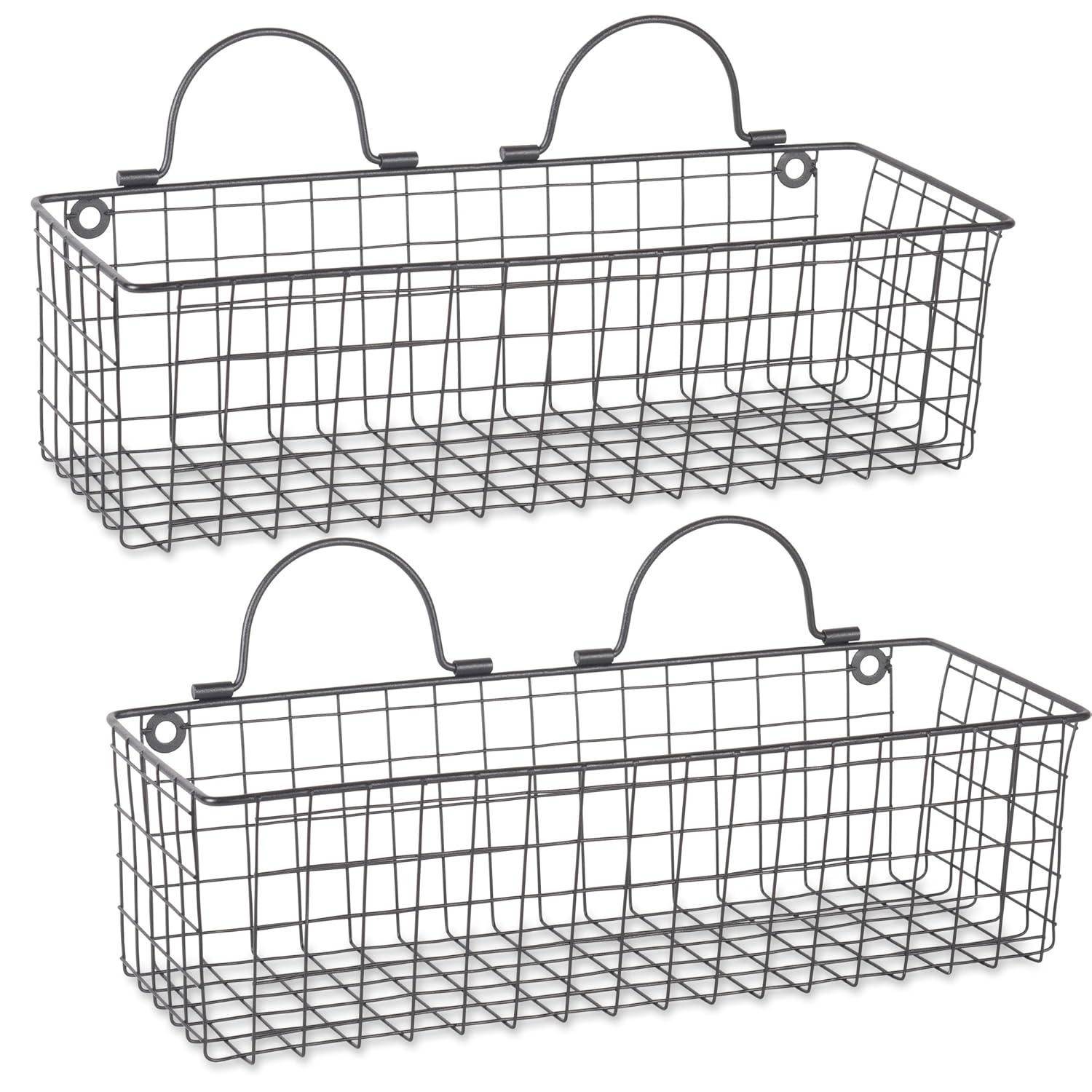 Small Black Wire Wall Basket Set/2