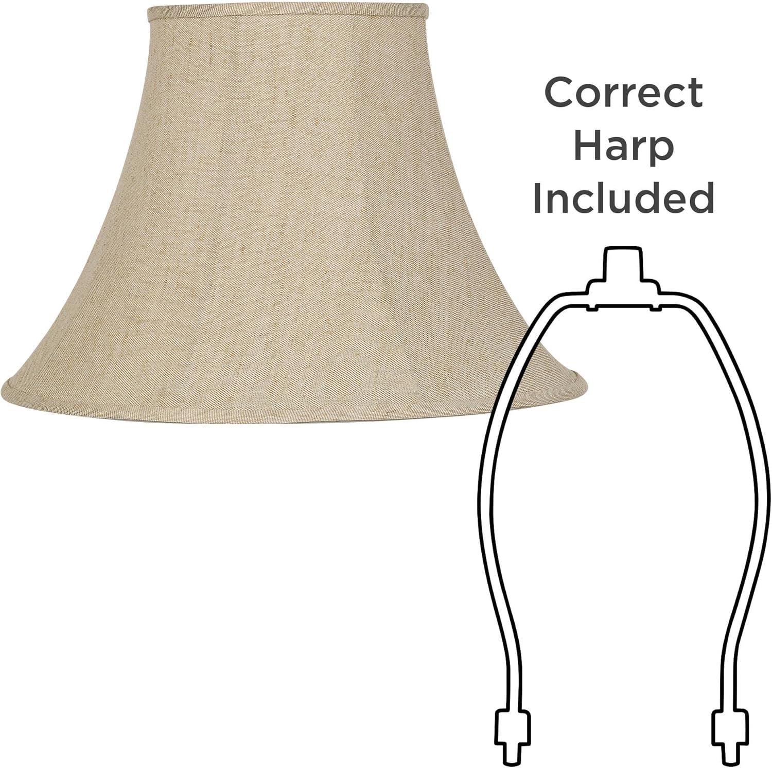 Springcrest Set of 2 Bell Lamp Shades Beige Large 9" Top x 19" Bottom x 12.5" High Spider with Replacement Harp and Finial Fitting