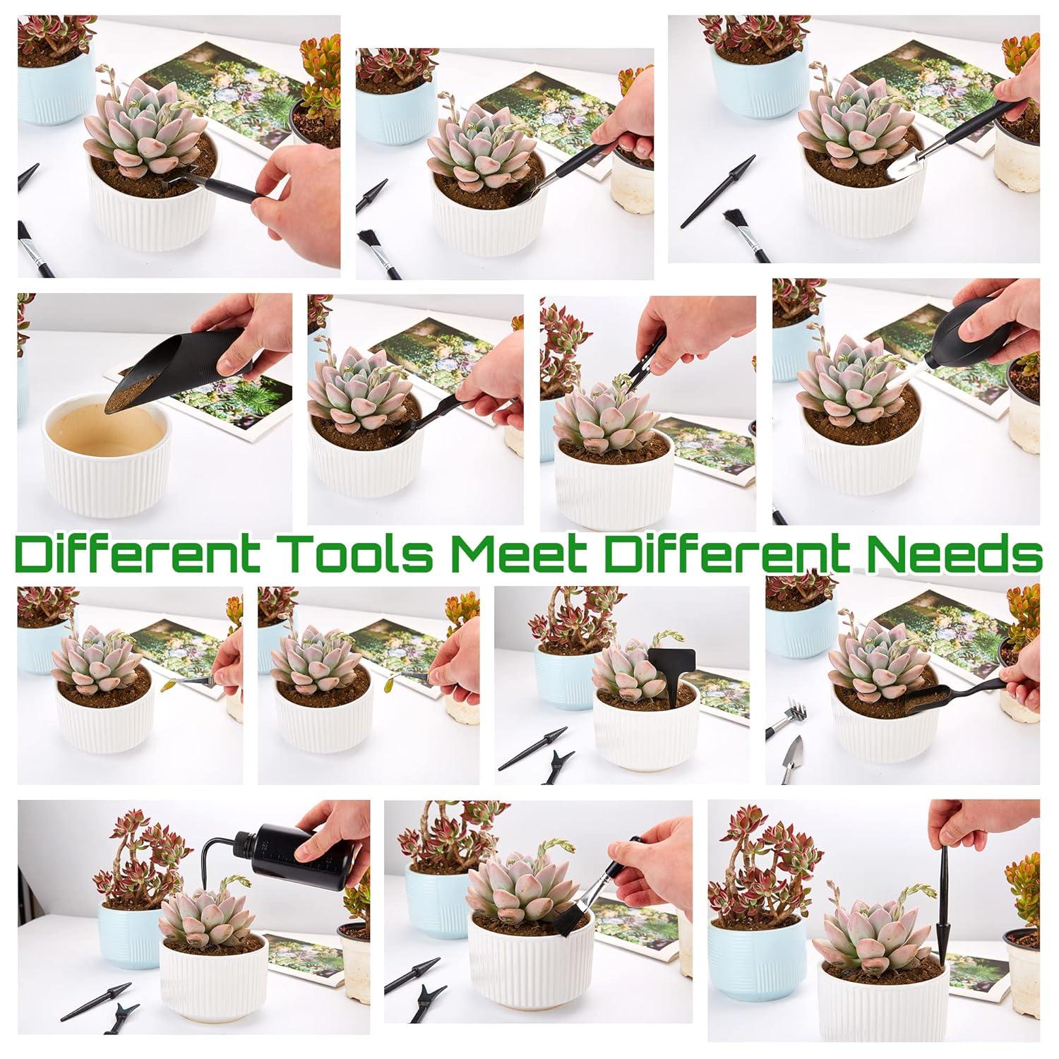 Succulent Tools Kit,57 Pcs Mini Garden Tools,Bonsai Tree Kit Plant Accessories Indoor Gardening Hand Tools with Repotting Mat, Succulent Kit for Plant Care,Gardening Gifts for Men & Women
