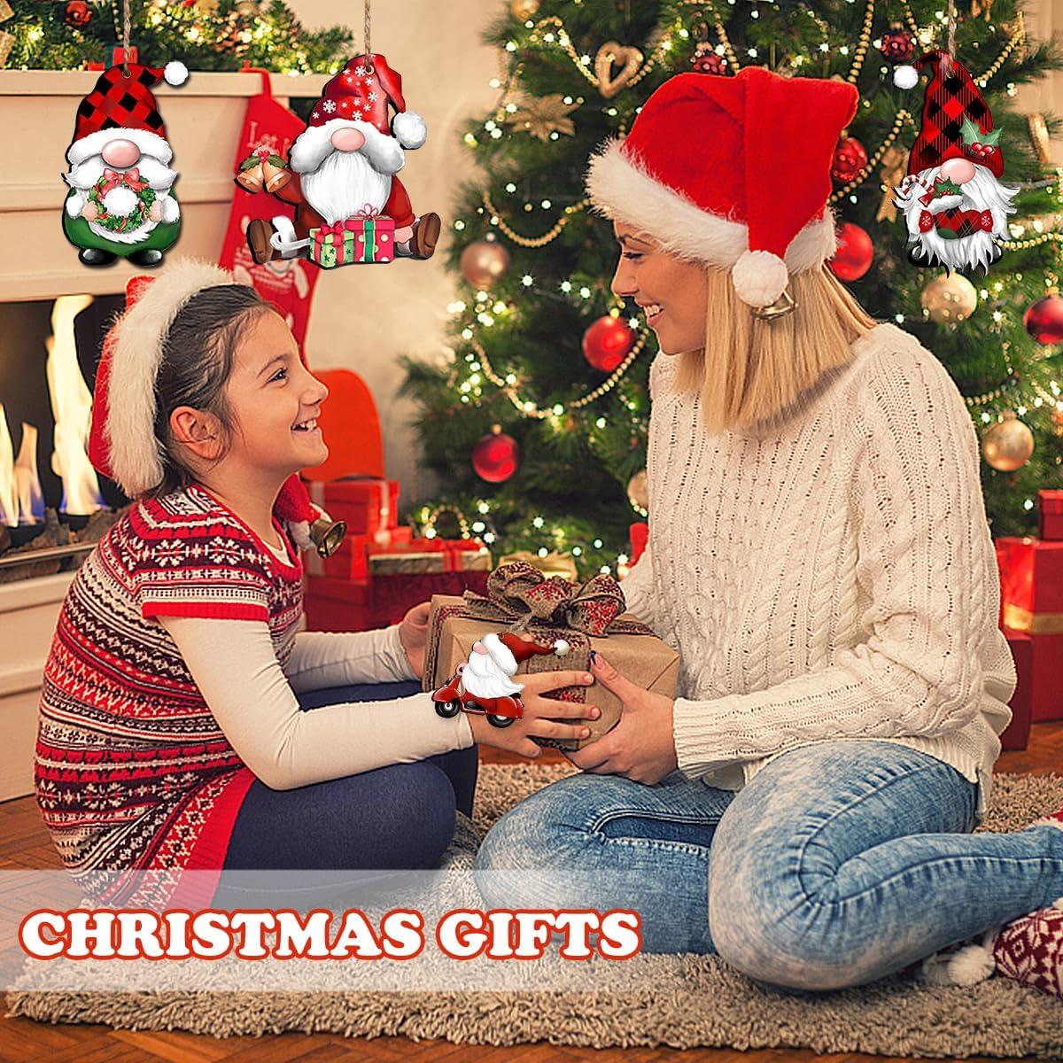 dajkiuy Clearance 24pcs Christmas Gnome Wooden Hanging Ornaments,Wood Hanging Decor for Christmas Tree Decorations Gnome Santa Doll Hanging Craft Holiday Party Supplies