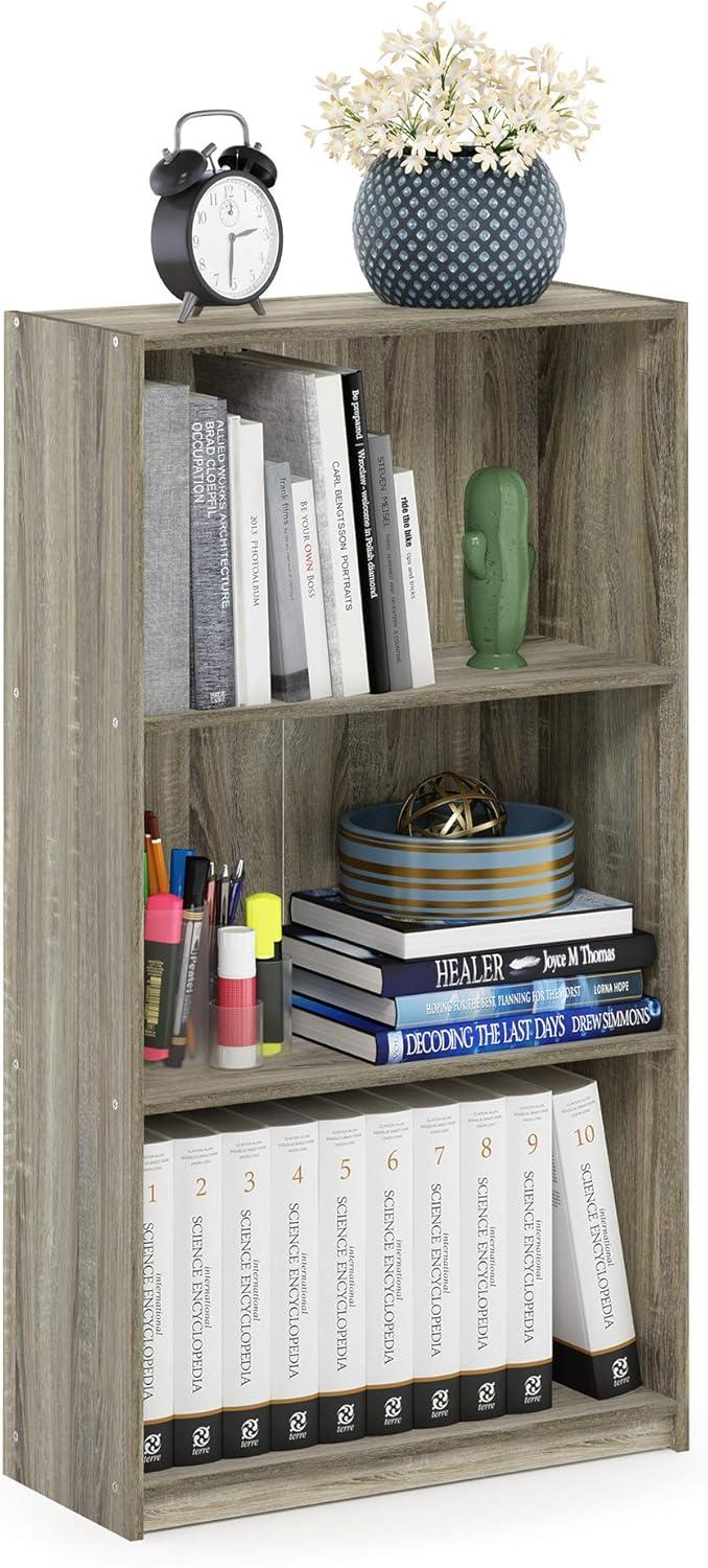 Basic 3-Tier Bookcase Storage Shelves, Sonoma Oak