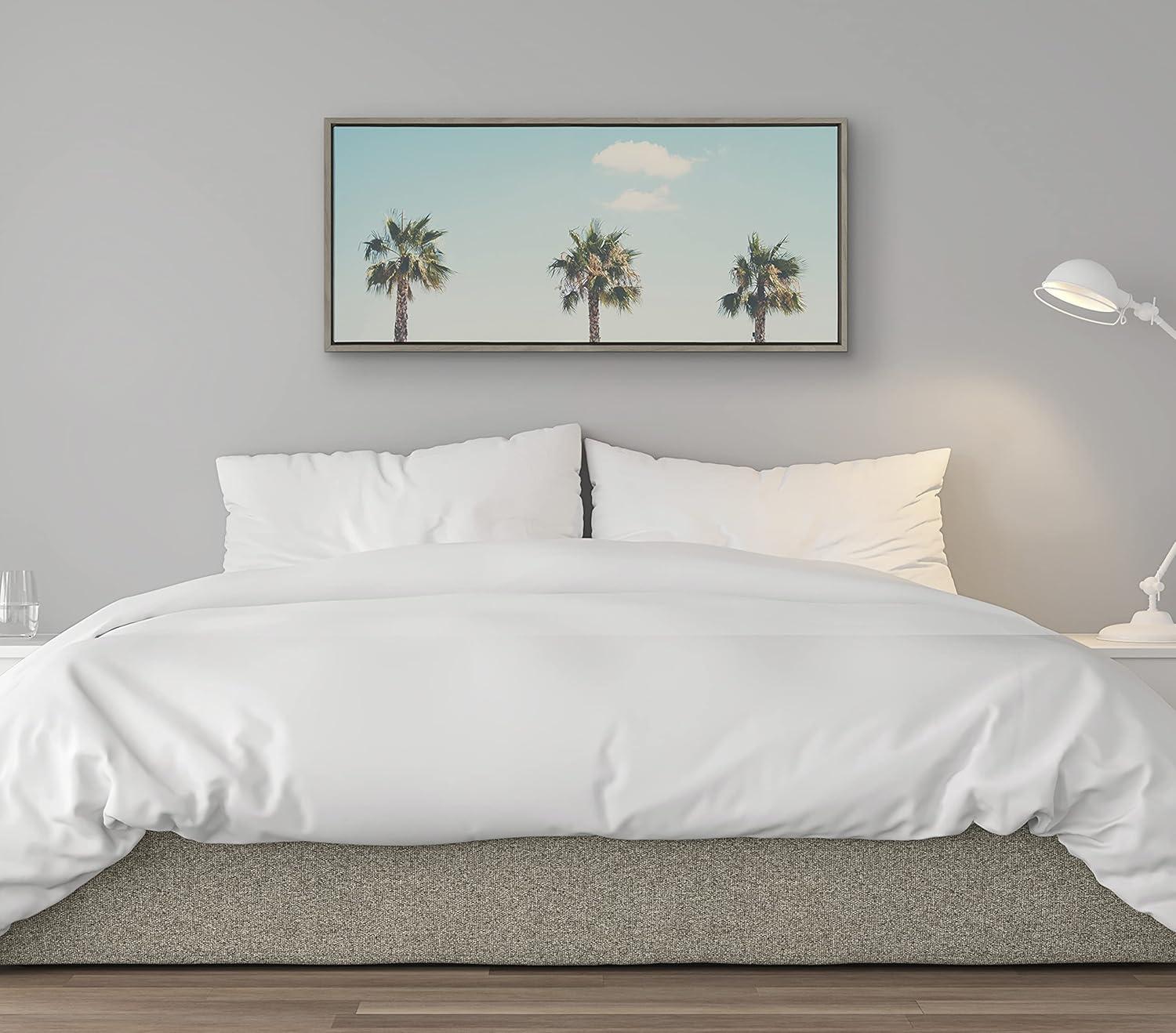 18" x 40" Sylvie A Trio of Palm Trees by Laura Evans: Modern Nautical Decor, Framed Canvas - Kate & Laurel All Things Decor