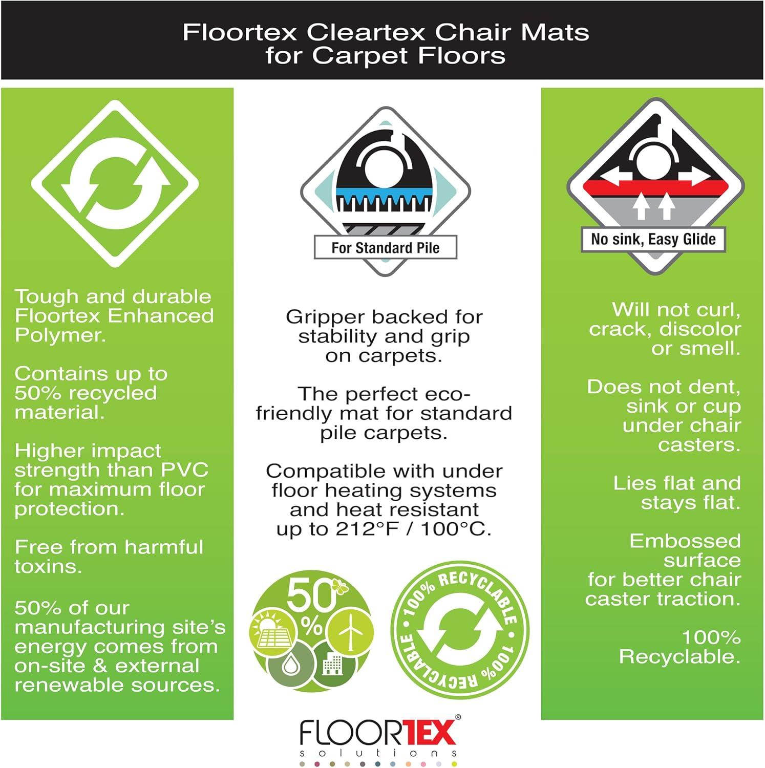 Cleartex Evolutionmat Enhanced Polymer Rectangular Chair Mat for Carpets up to 3/8"