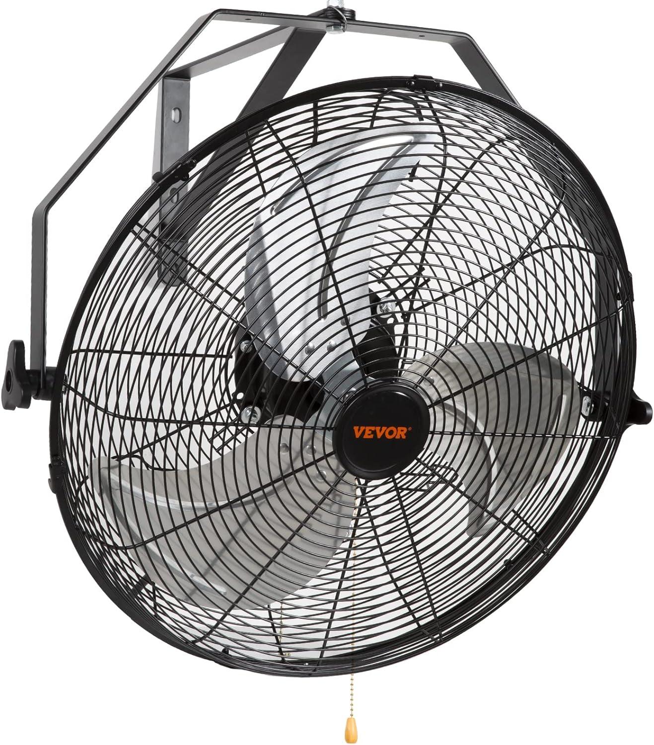 VEVOR 18'' Black Industrial Wall Mount Fan with Aluminum Blades