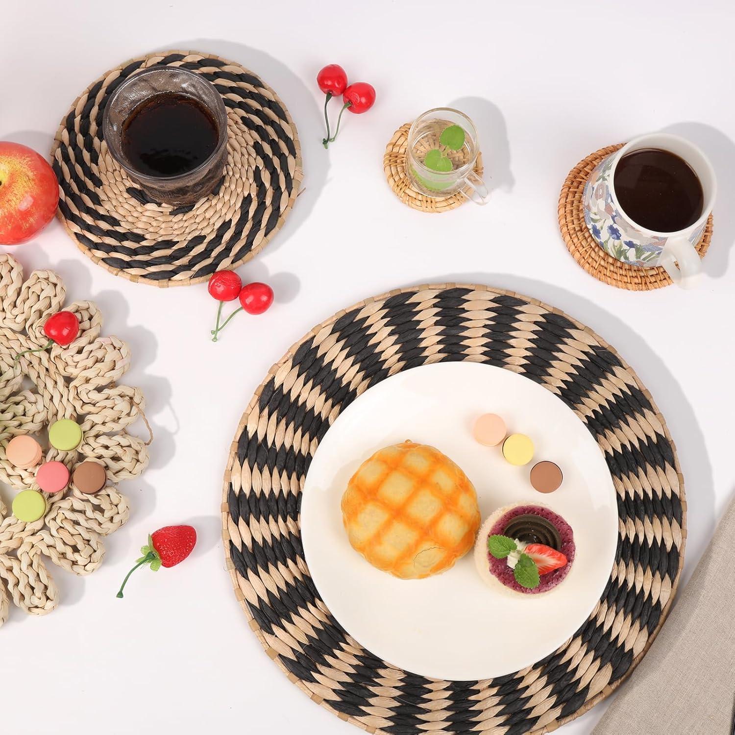 Tatuo 11 Pcs Boho Wall Basket Decor Decorative Bulrush Woven Basket Wall Decor Art Round Farmhouse Hanging Baskets for Kitchen Rustic Home Summer Decorations, Multi Sizes(Retro)