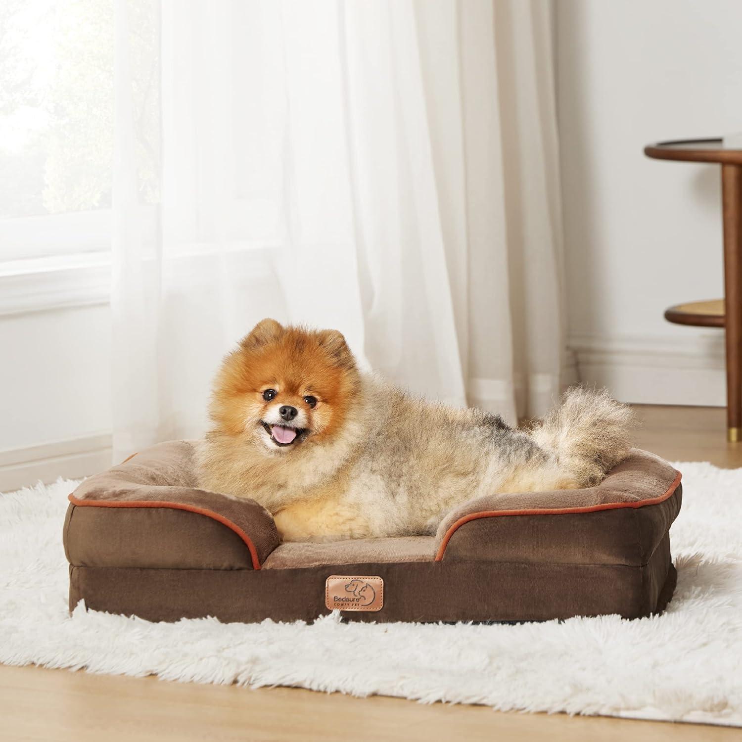 Small Orthopedic Waterproof Dog Bed with Bolster